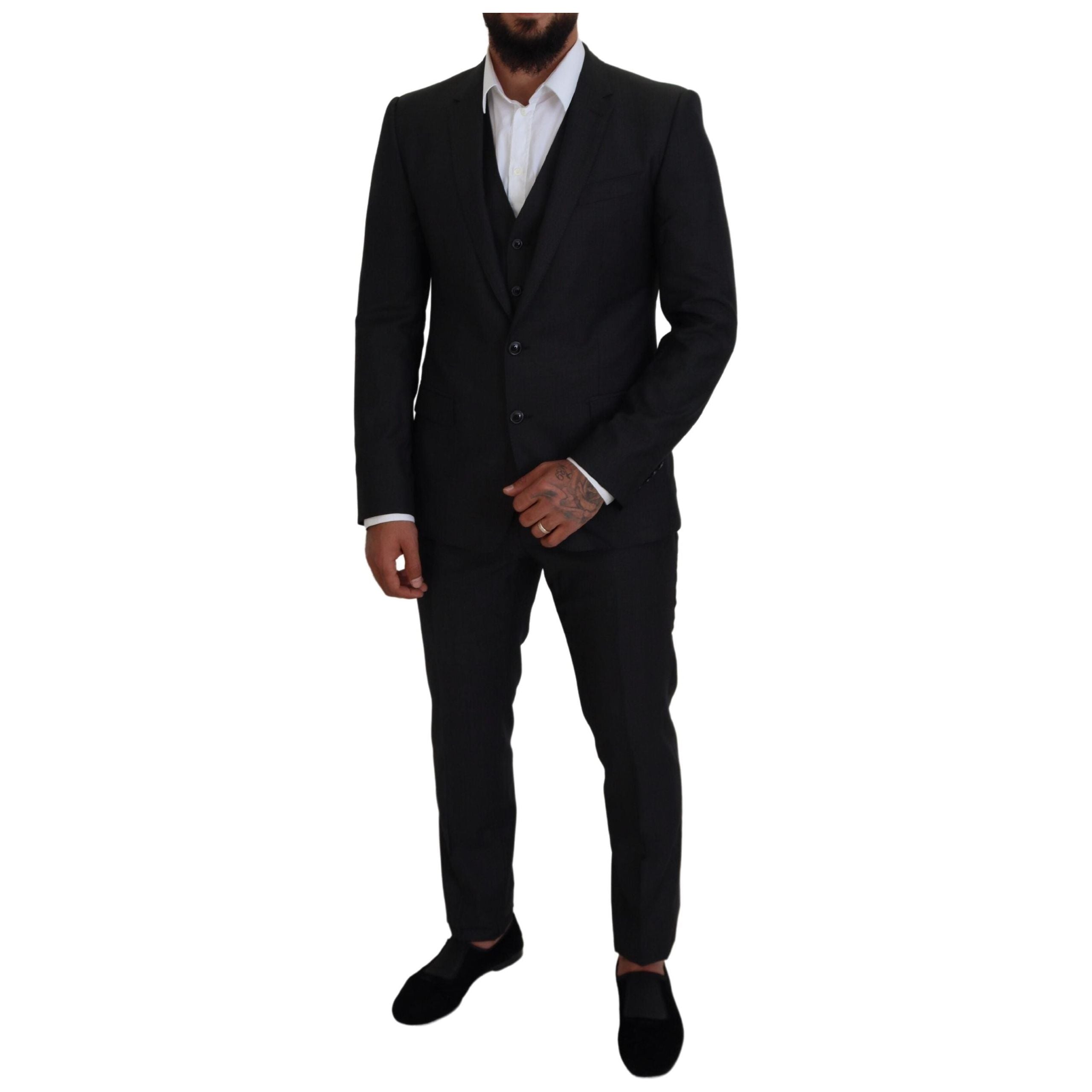 Dolce & Gabbana Gray Wool Silk Three-Piece Suit