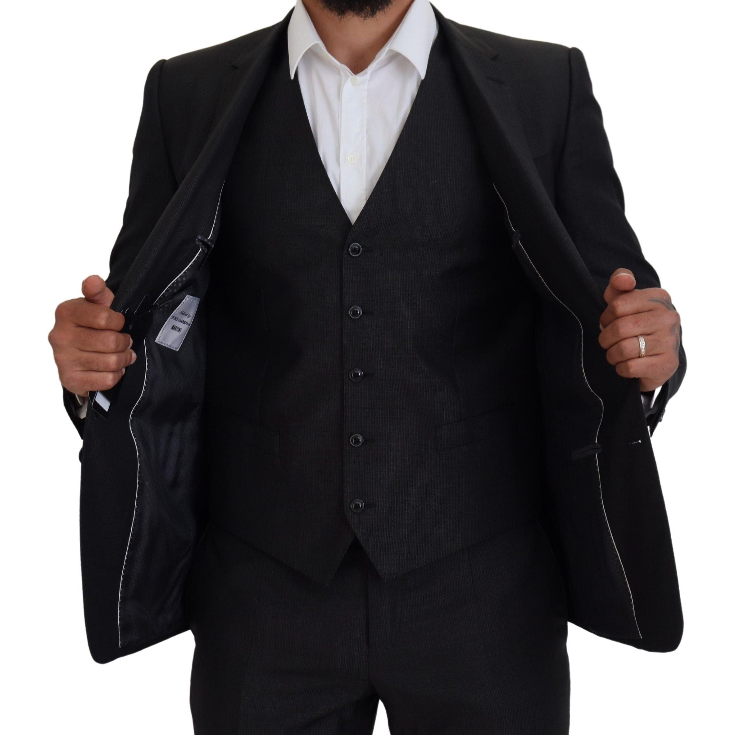 Dolce & Gabbana Gray Wool Silk Three-Piece Suit