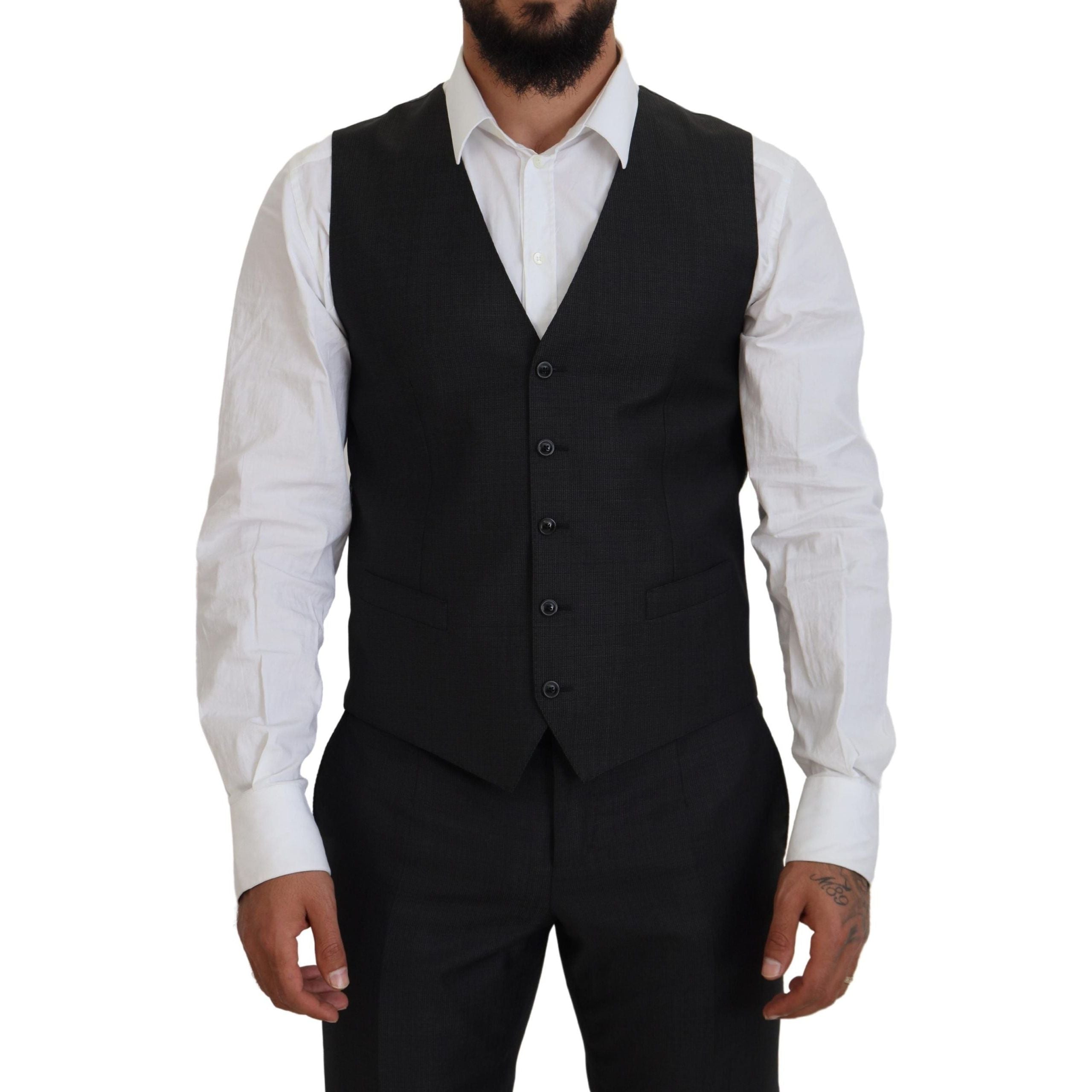 Dolce & Gabbana Gray Wool Silk Three-Piece Suit