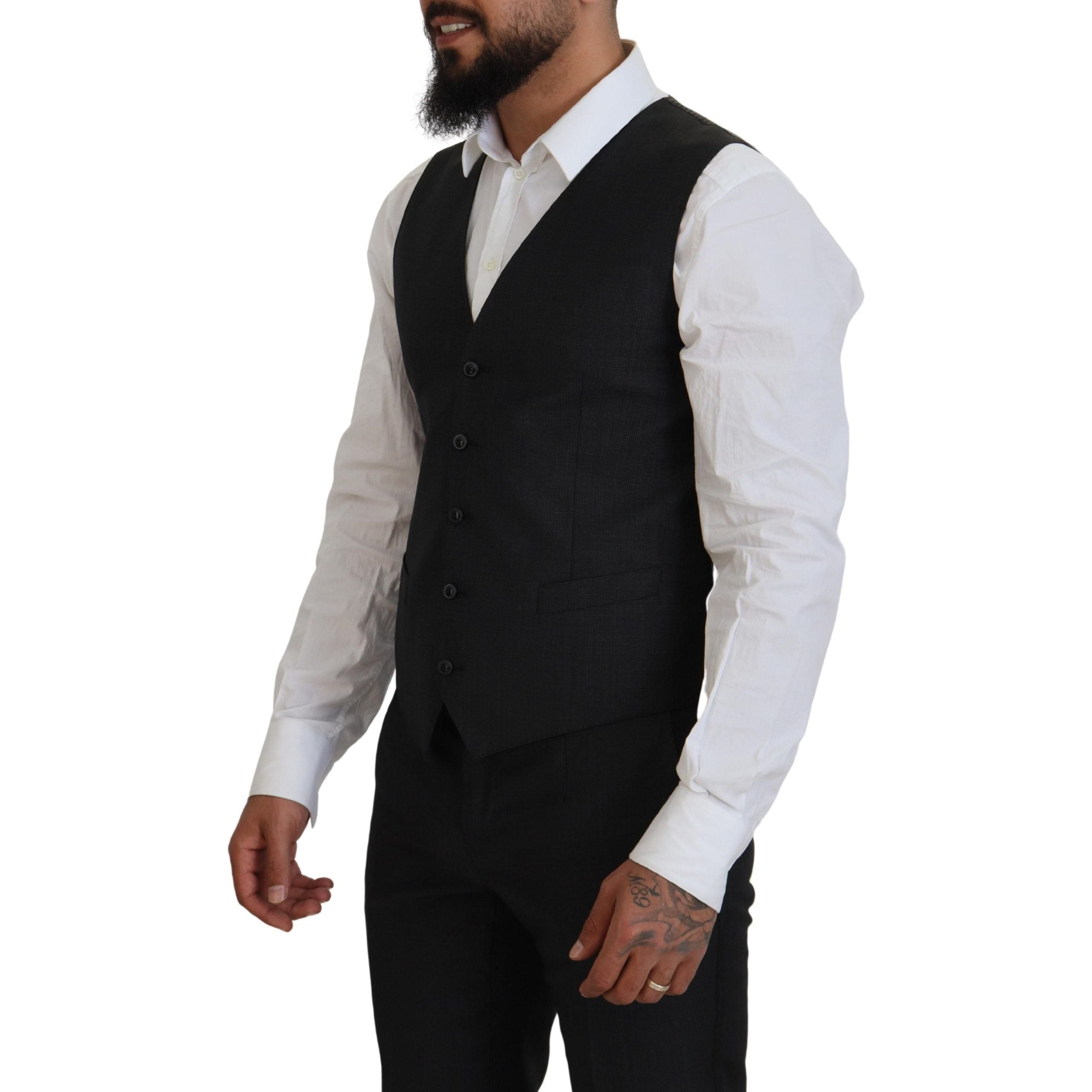 Dolce & Gabbana Gray Wool Silk Three-Piece Suit