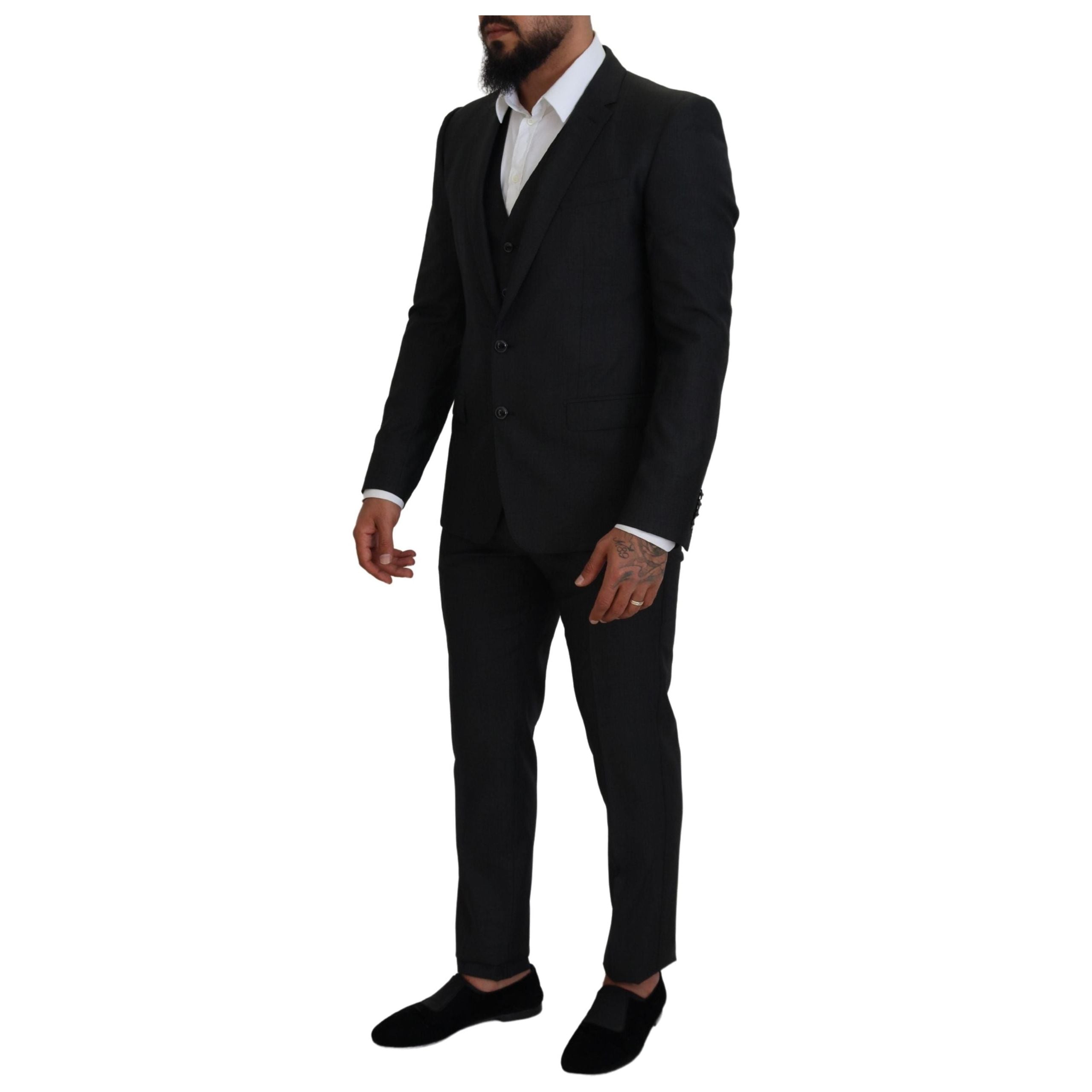 Dolce & Gabbana Gray Wool Silk Three-Piece Suit
