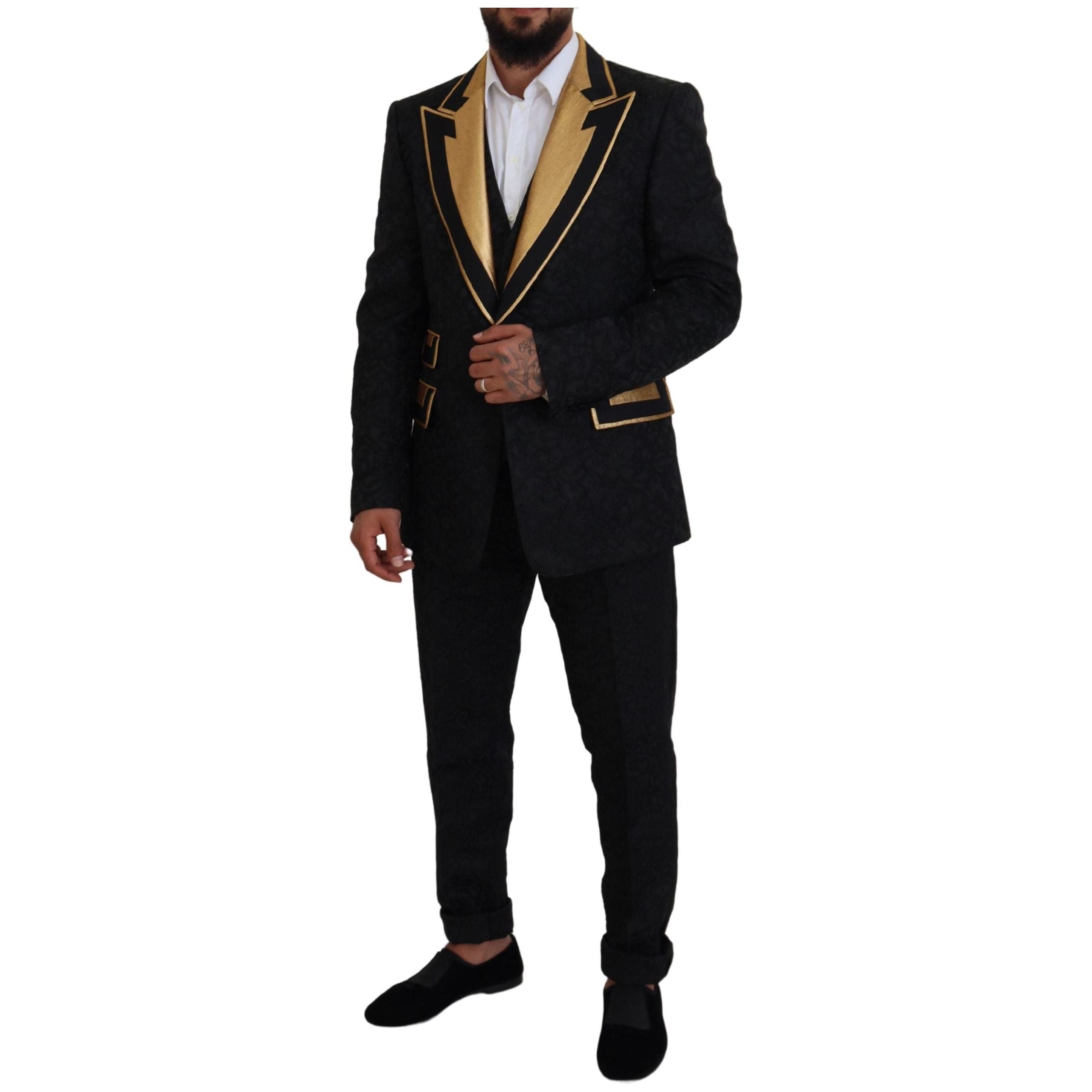 Dolce & Gabbana Black Wool 3 Piece Suit