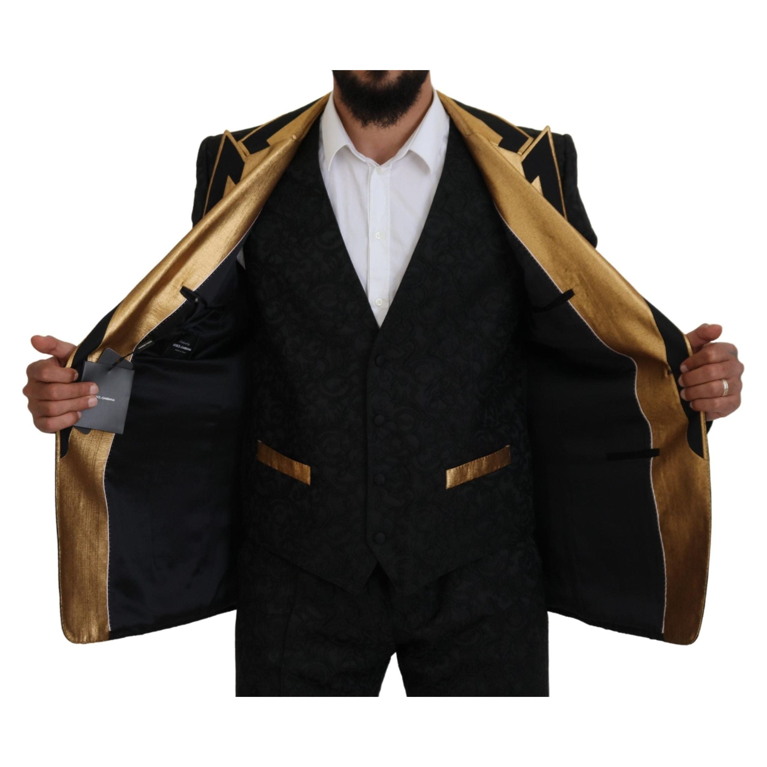 Dolce & Gabbana Black Wool 3 Piece Suit