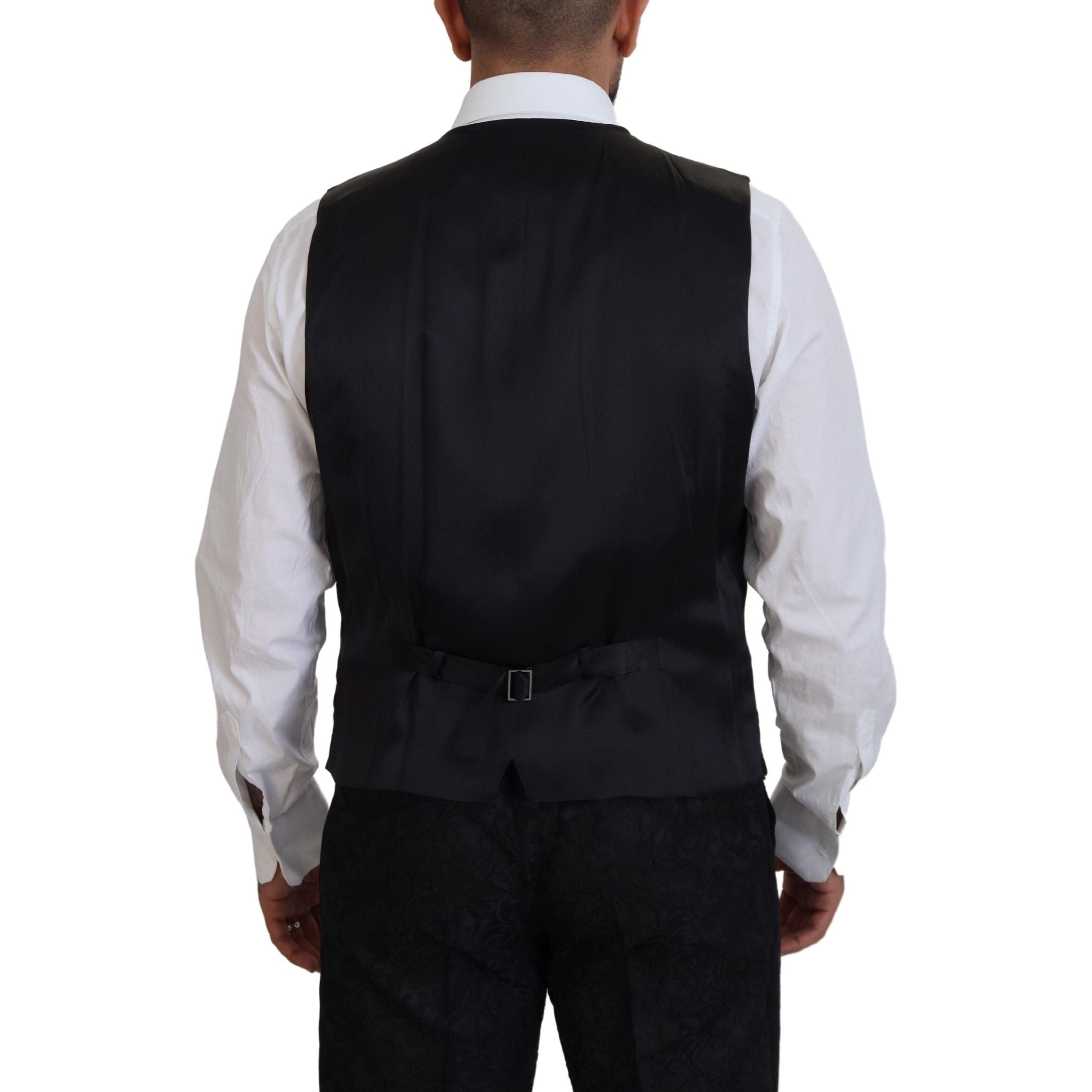 Dolce & Gabbana Black Wool 3 Piece Suit