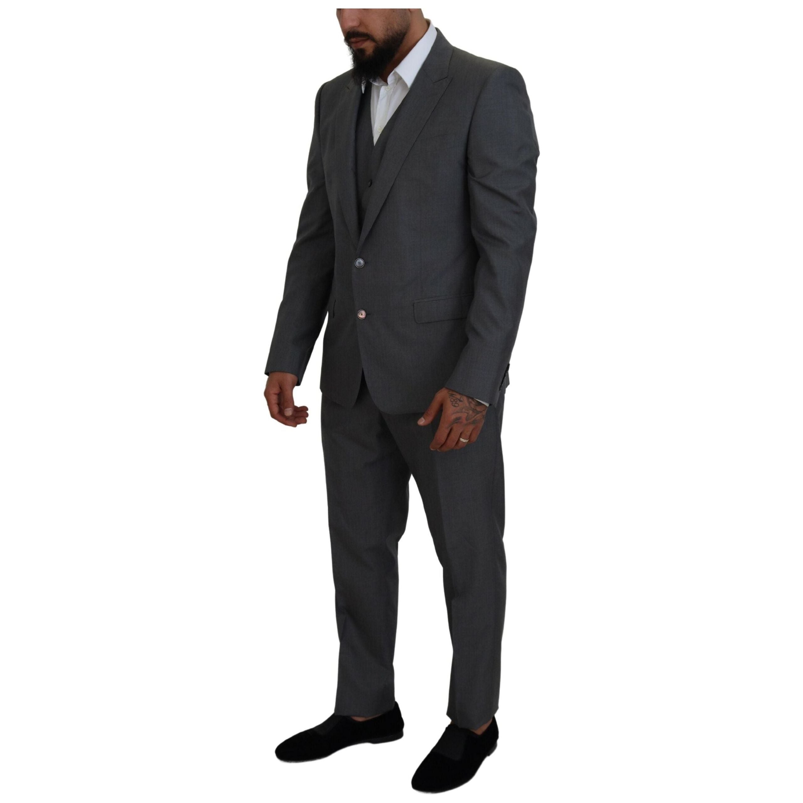 Dolce & Gabbana Silver Silk Three-Piece Suit