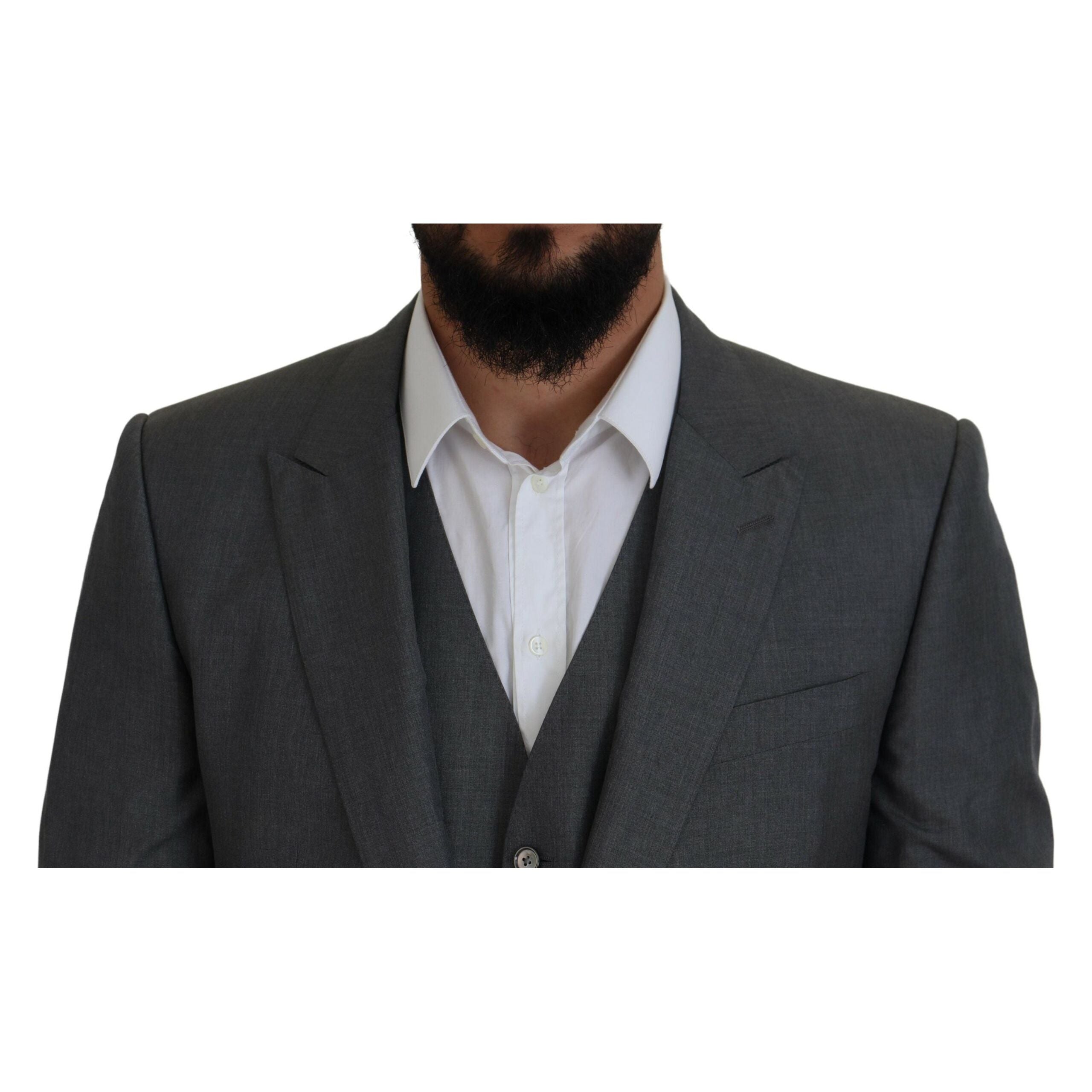 Dolce & Gabbana Silver Silk Three-Piece Suit