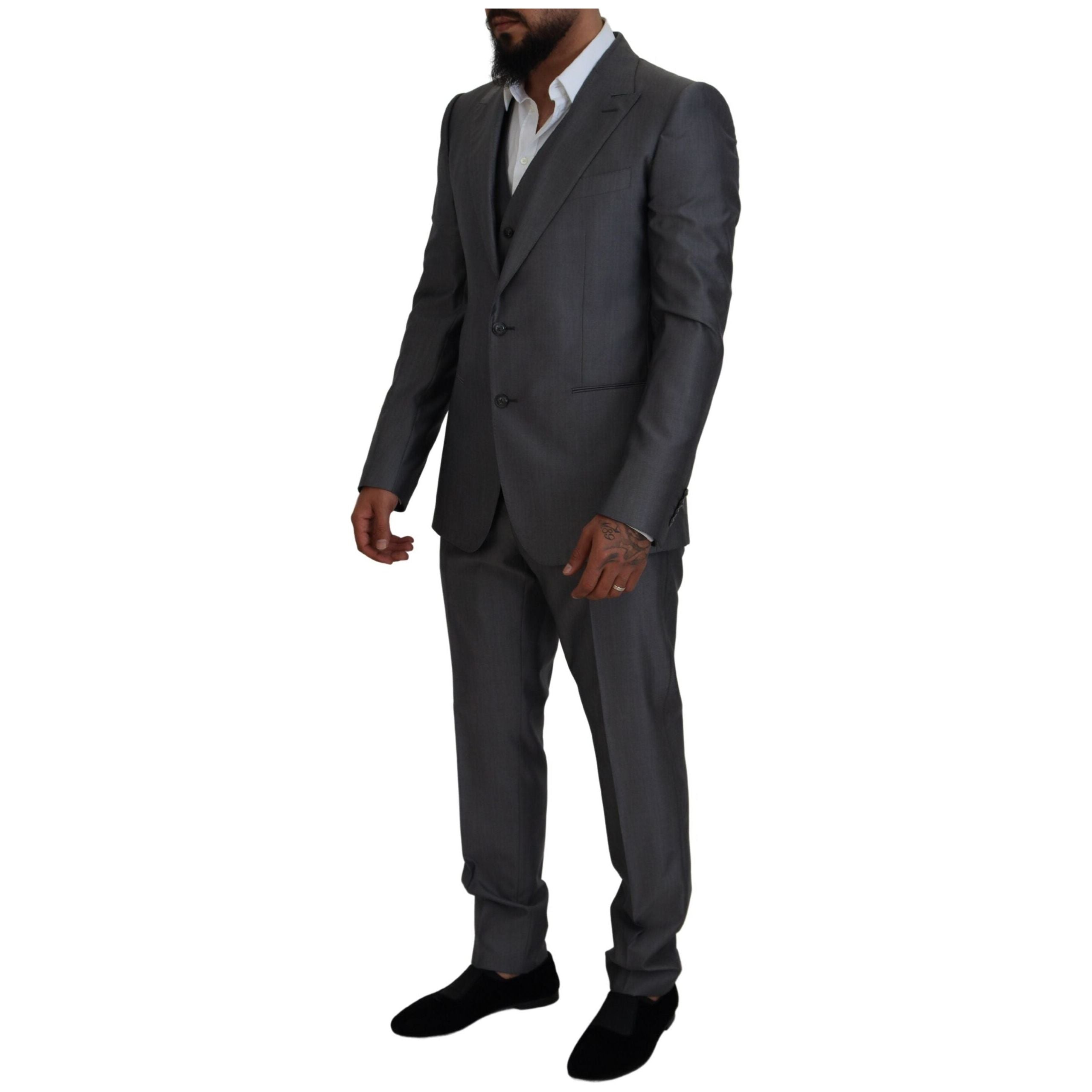 Dolce & Gabbana Gray Silk Wool Suit Ensemble