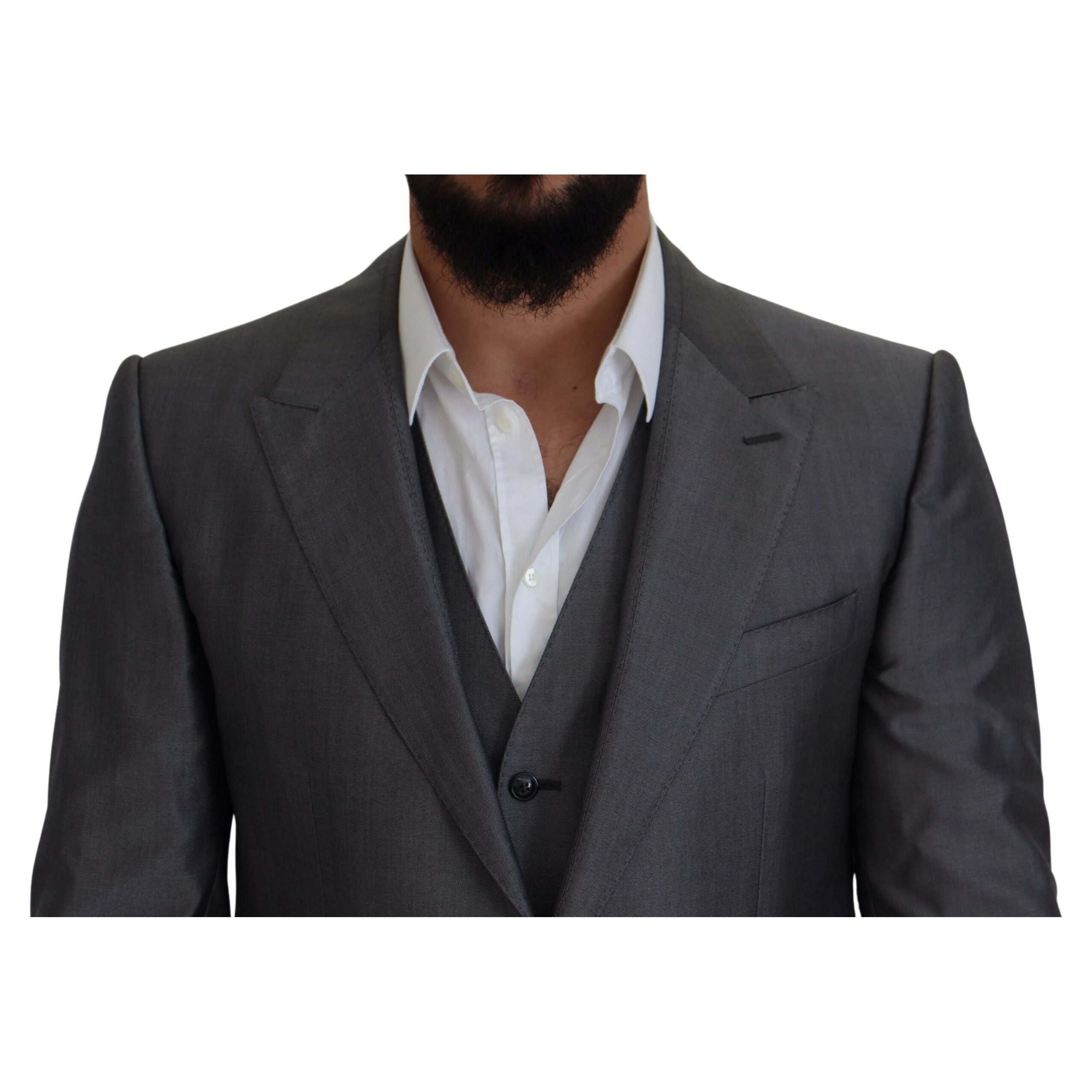 Dolce & Gabbana Gray Silk Wool Suit Ensemble