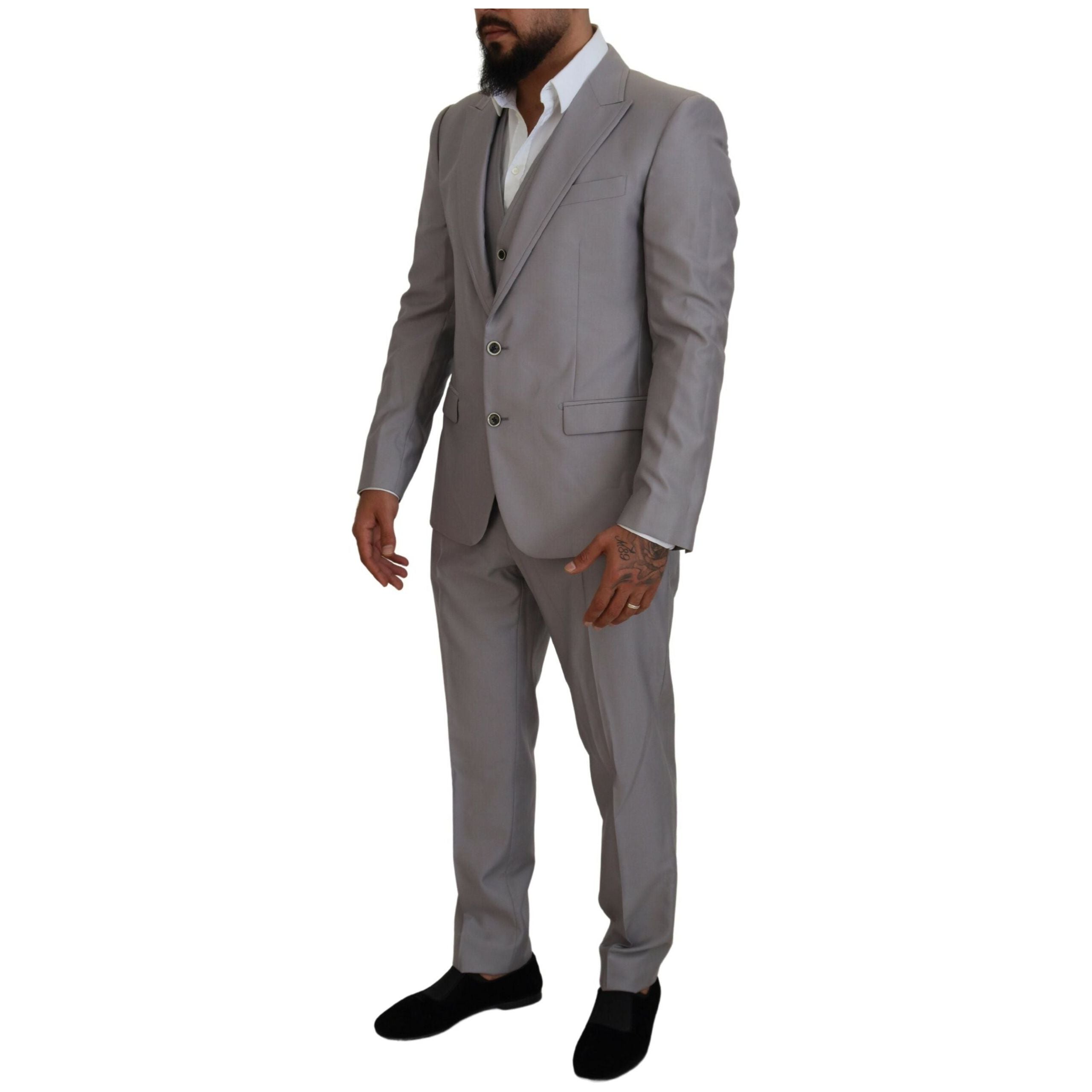 Dolce & Gabbana Silver Wool Three-Piece Suit