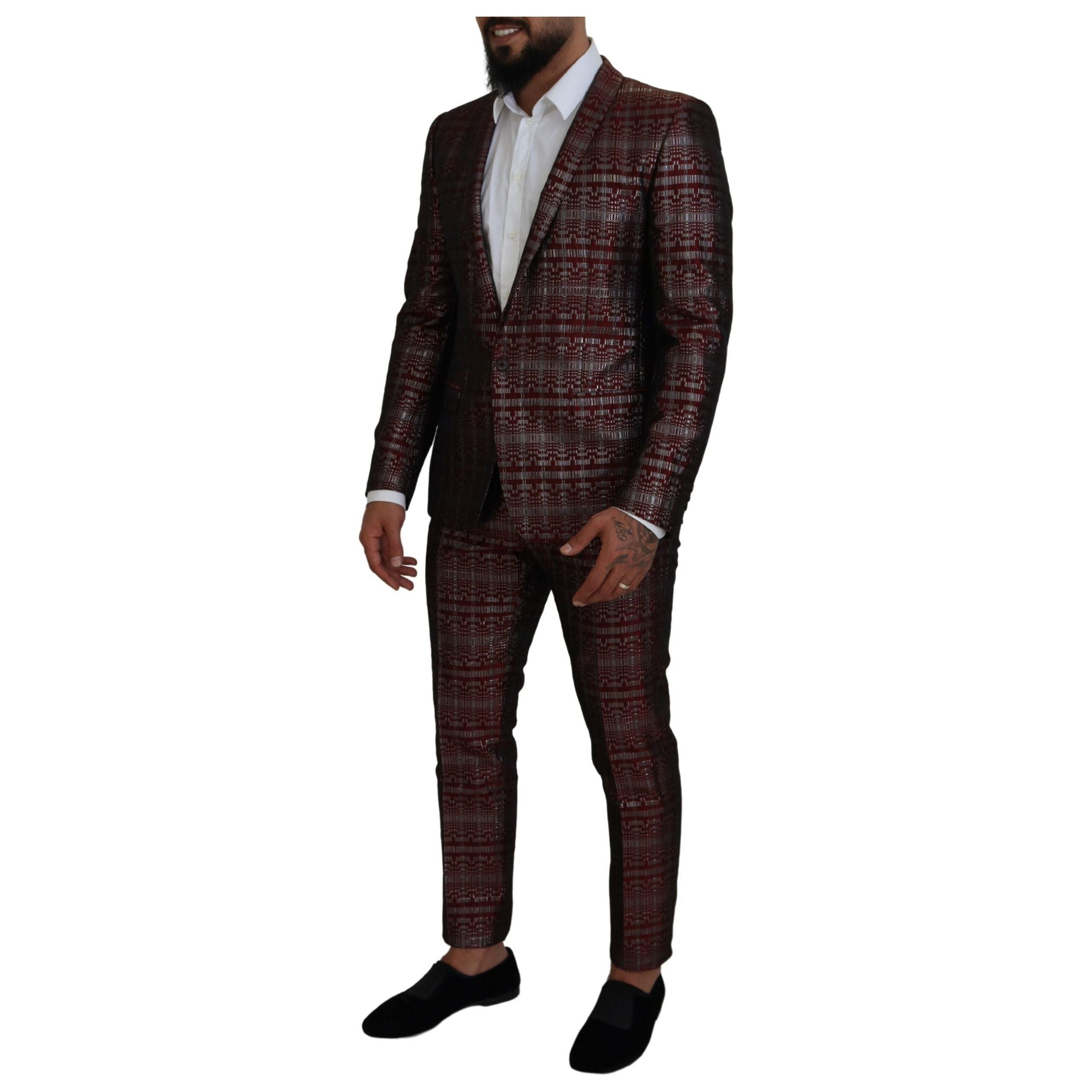Dolce & Gabbana Bordeaux Fantasy Wool Suit