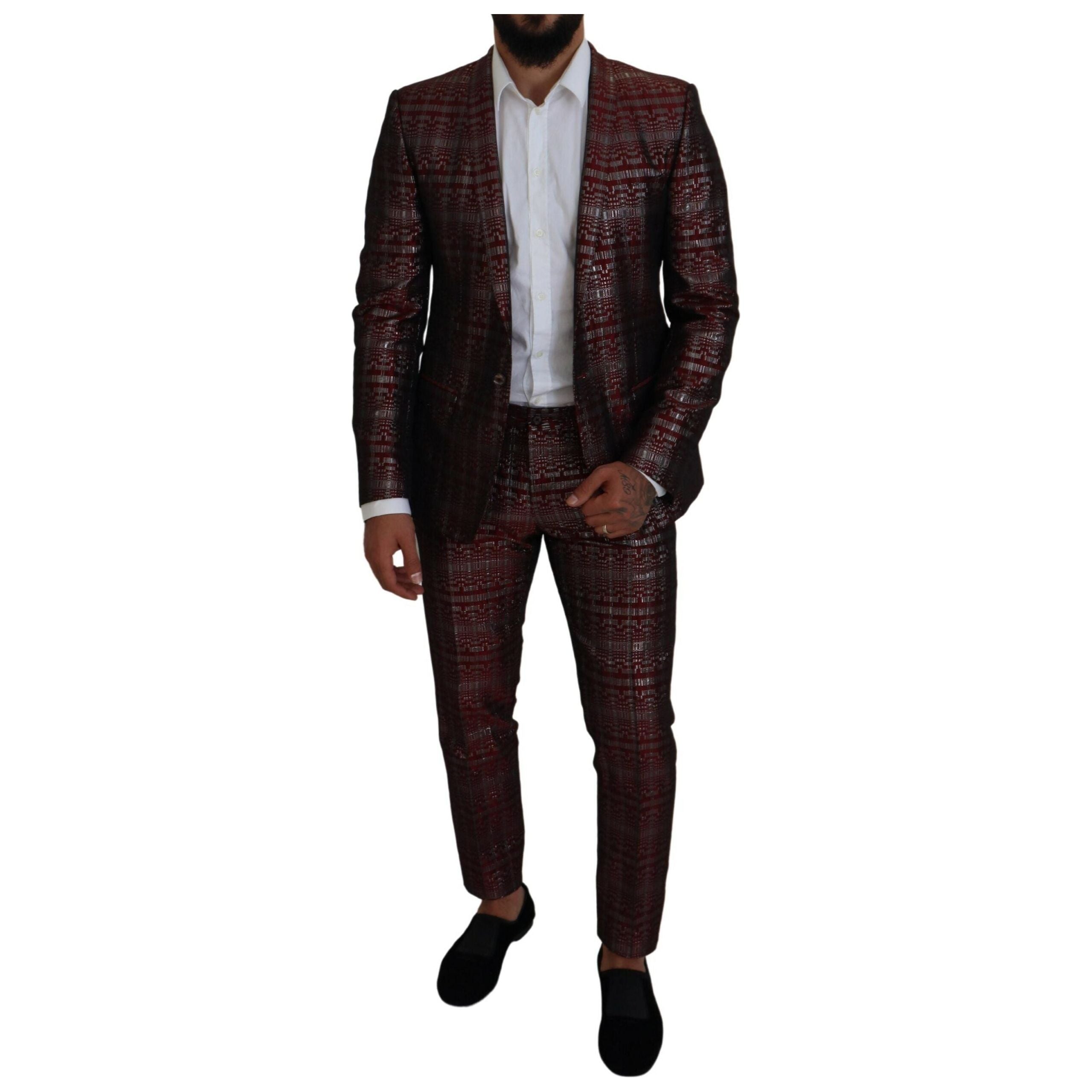 Dolce & Gabbana Bordeaux Fantasy Wool Suit