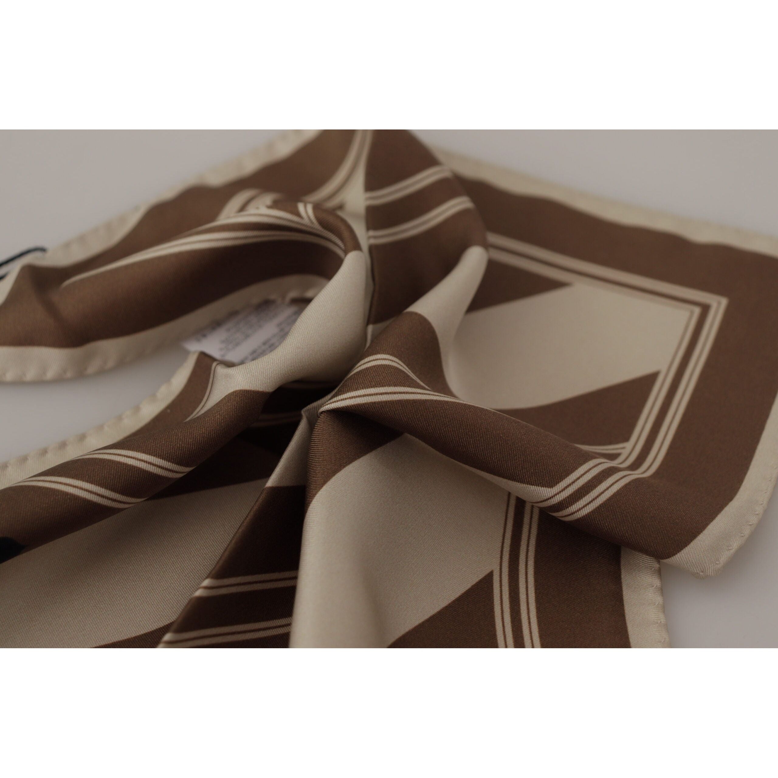 Dolce & Gabbana Brown Striped Silk Scarf for Sophistication