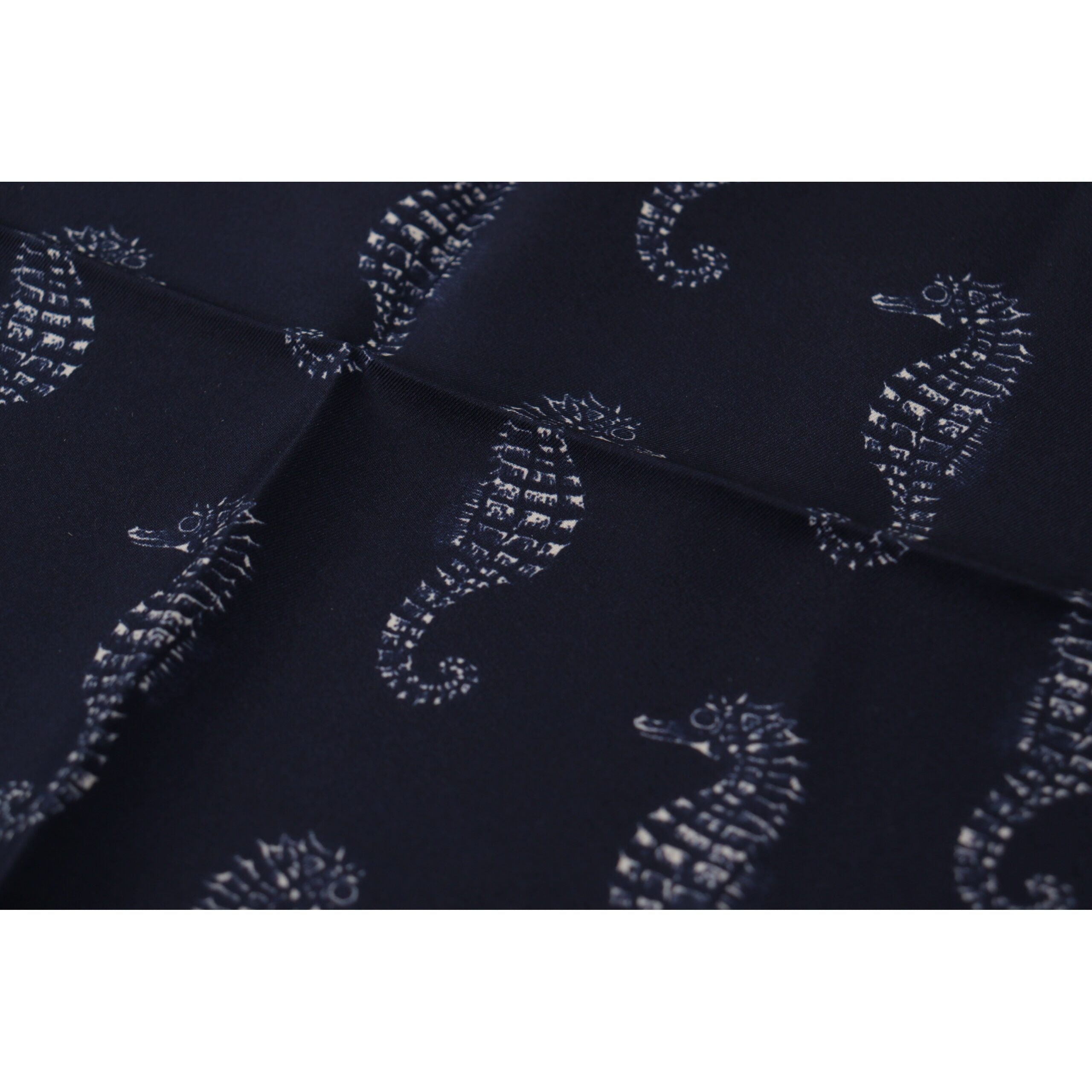 Dolce & Gabbana Blue Silk Scarf with Seahorse Print