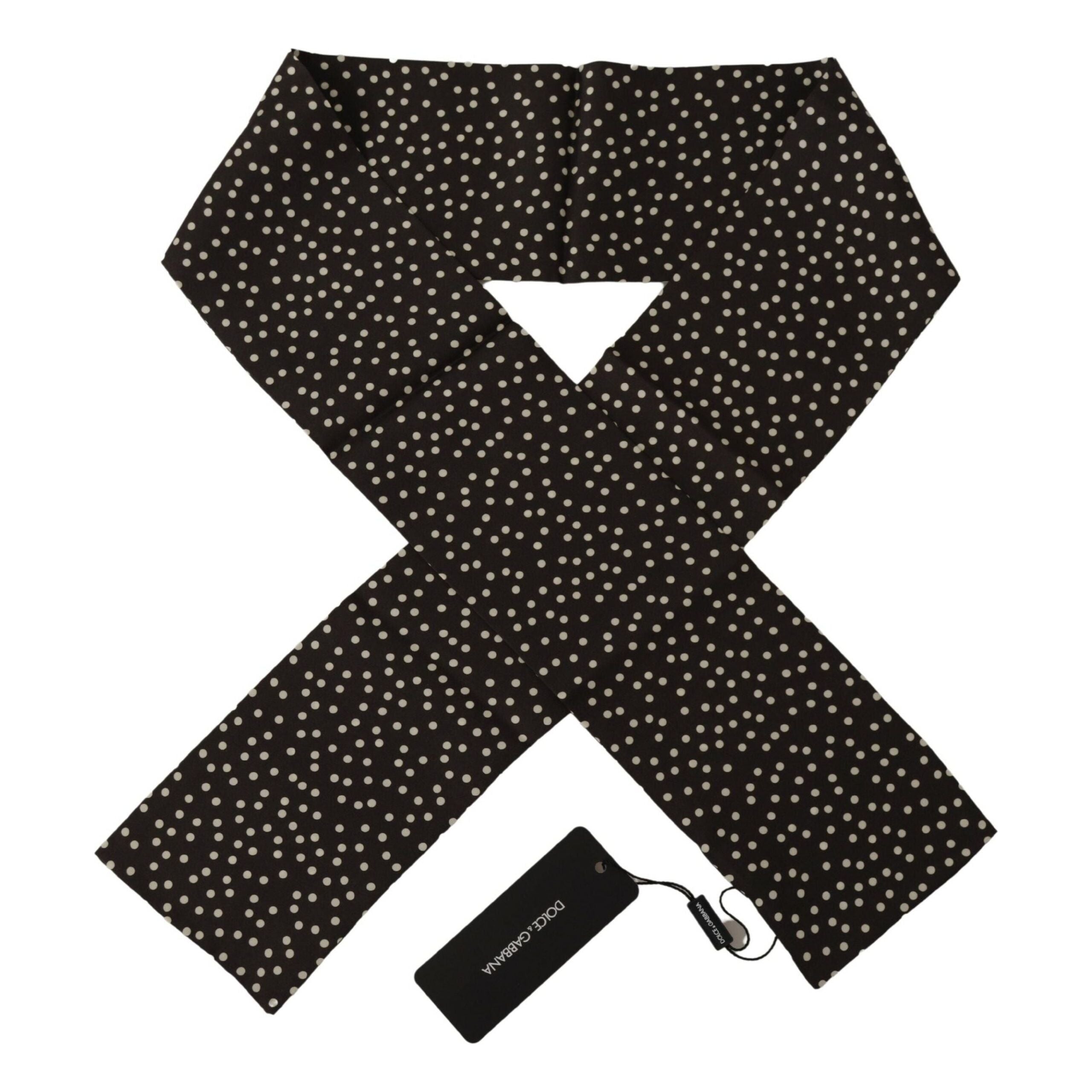 Dolce & Gabbana Navy Silk Polka Dot Scarf for Sophisticated Style