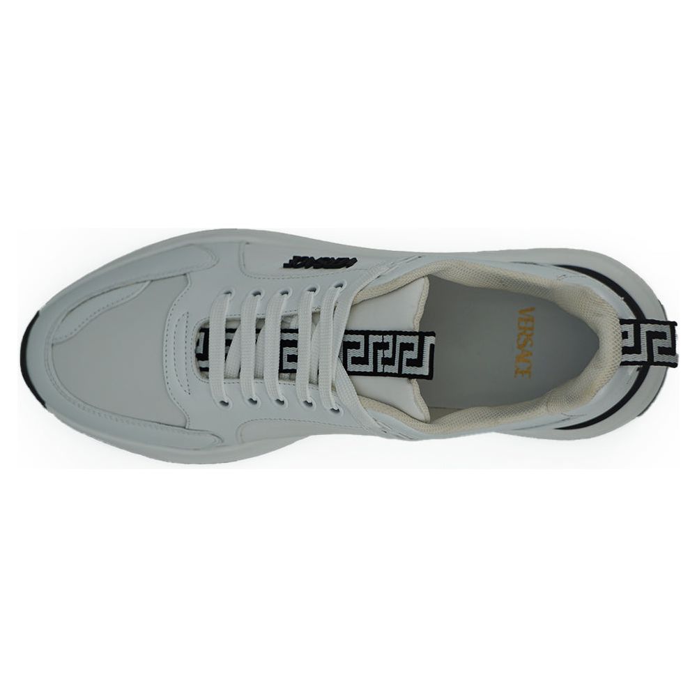 Versace Sleek White Calf Leather Sneakers for Effortless Elegance