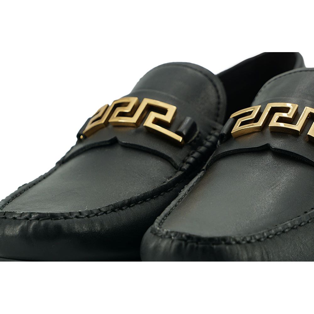 Versace Black Calf Leather Loafers for Sophisticated Style