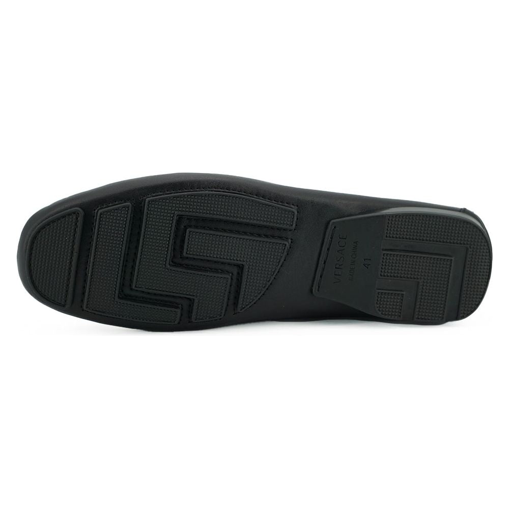 Versace Black Calf Leather Loafers for Sophisticated Style