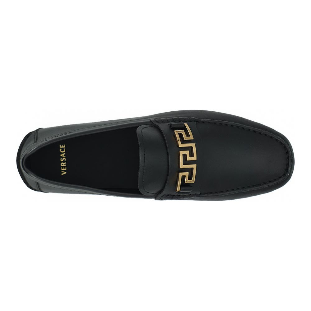 Versace Black Calf Leather Loafers for Sophisticated Style