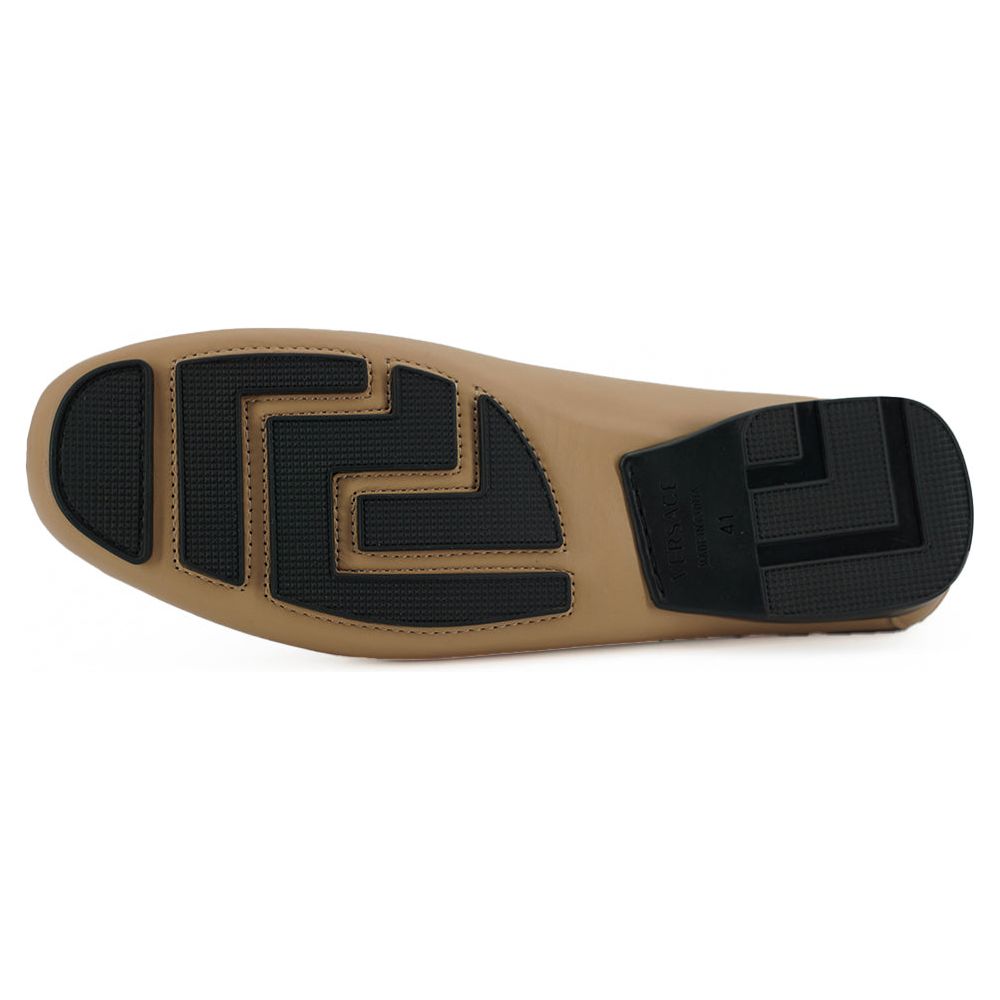Versace Black Leather Loafers Exquisite Medusa Gold-Tone