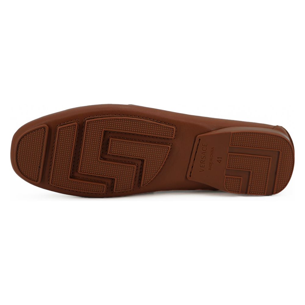 Versace Black Leather Loafers with Medusa Embossing