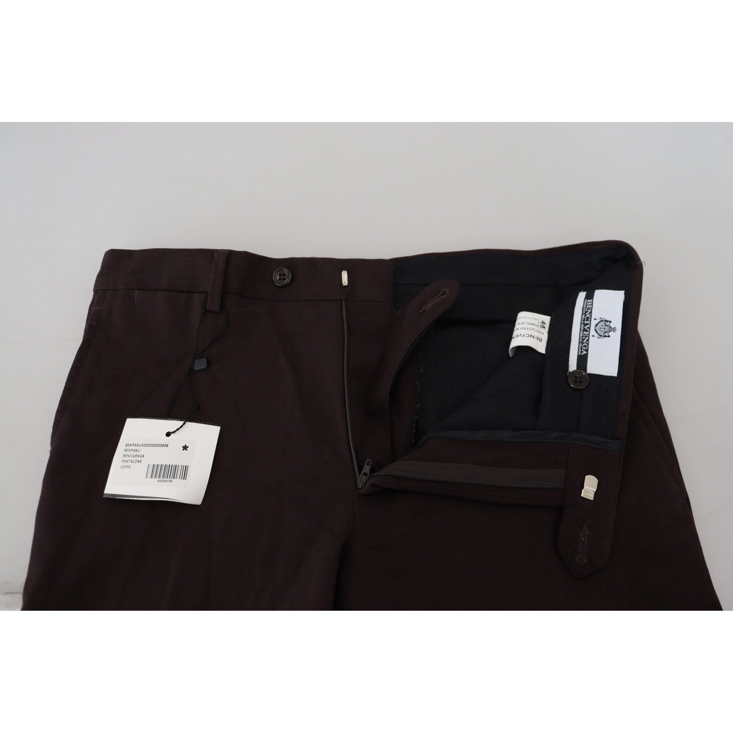 BENCIVENGA Brown Cotton Blend Trousers for Sophisticated Style