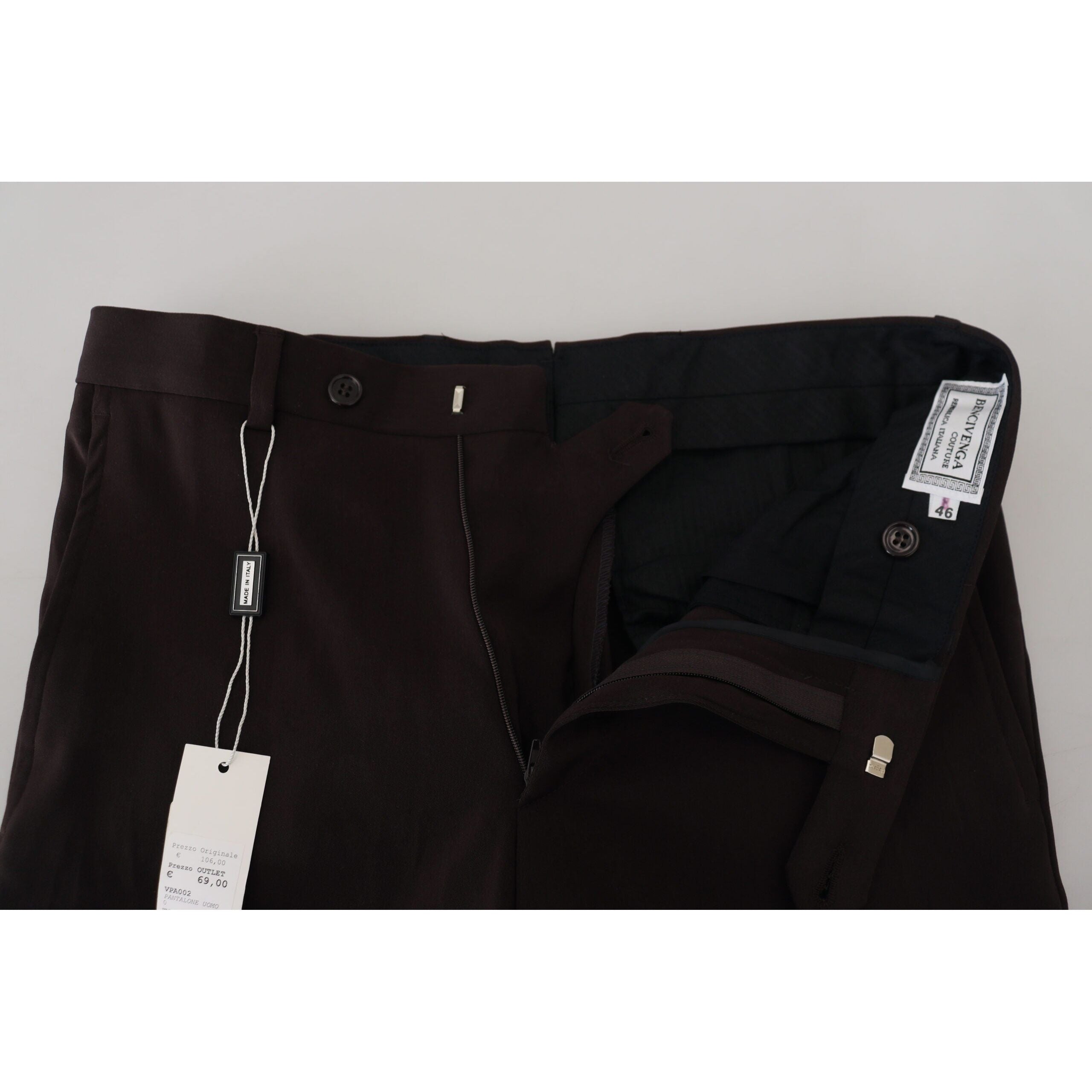 BENCIVENGA Brown Wool Dress Pants for Sophisticated Style