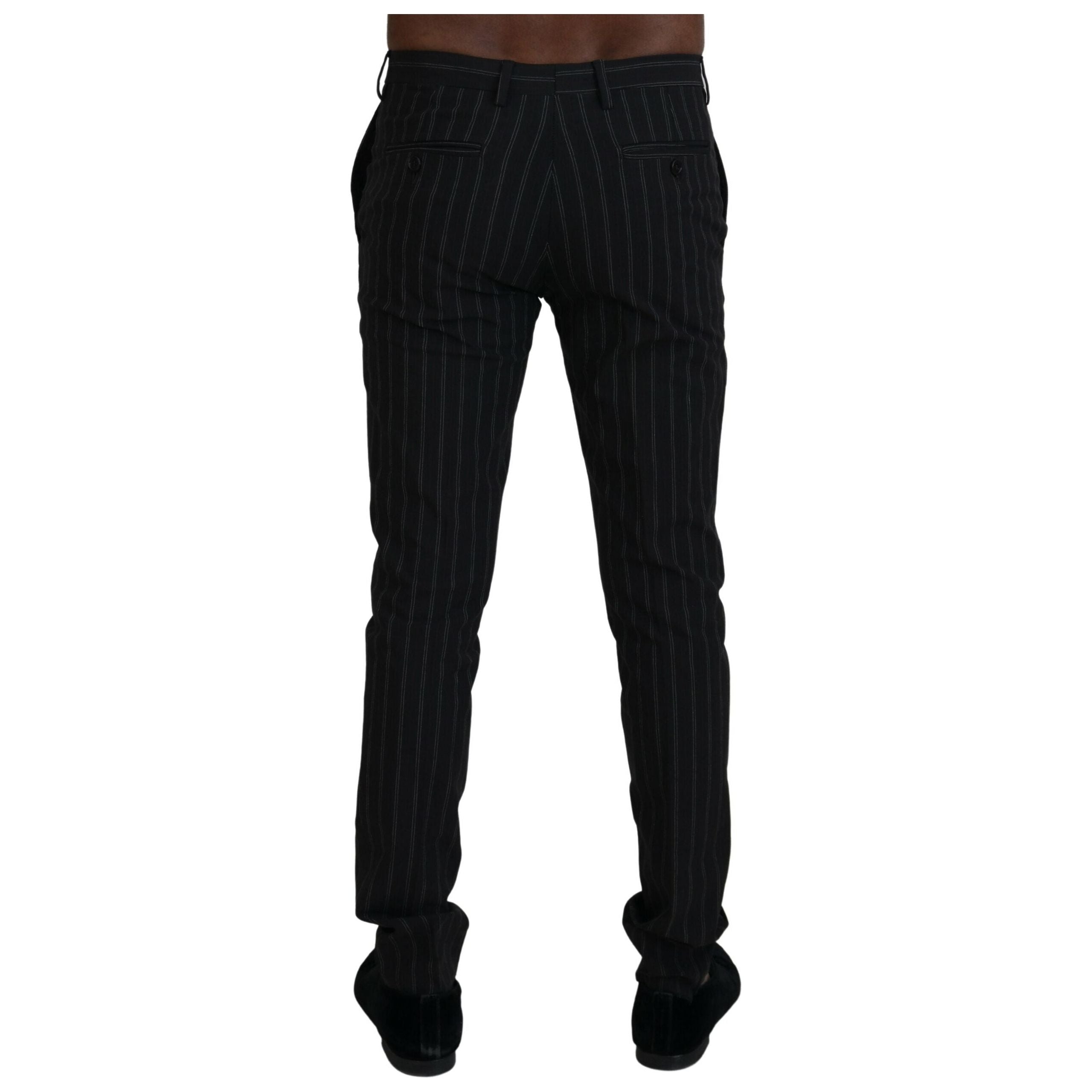 BENCIVENGA Black Viscose Elegant Striped Dress Pants