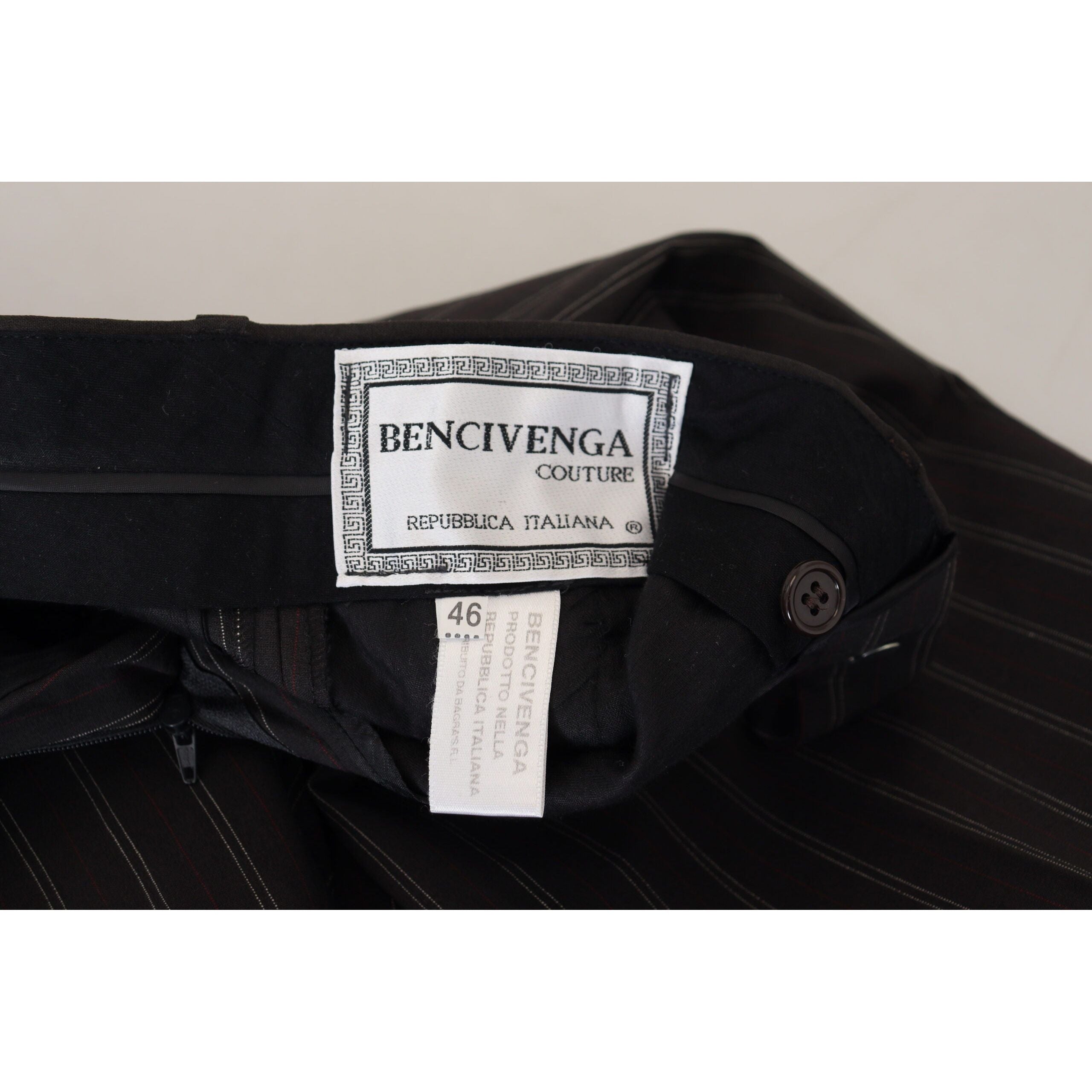 BENCIVENGA Black Viscose Elegant Striped Dress Pants