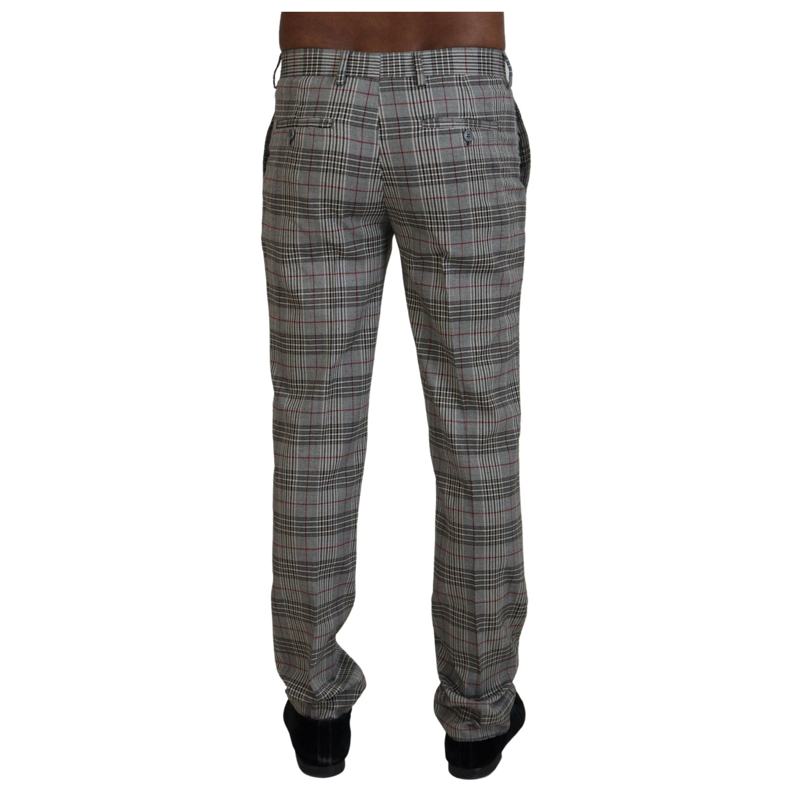 BENCIVENGA Gray Wool Blend Checkered Slim Pants