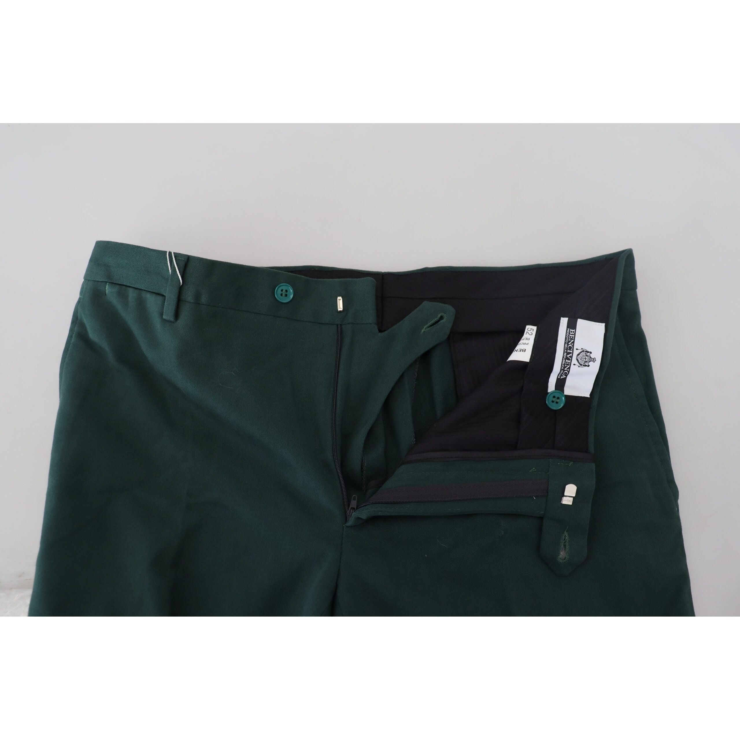 BENCIVENGA Dark Green Cotton Chino Trousers for Sophistication