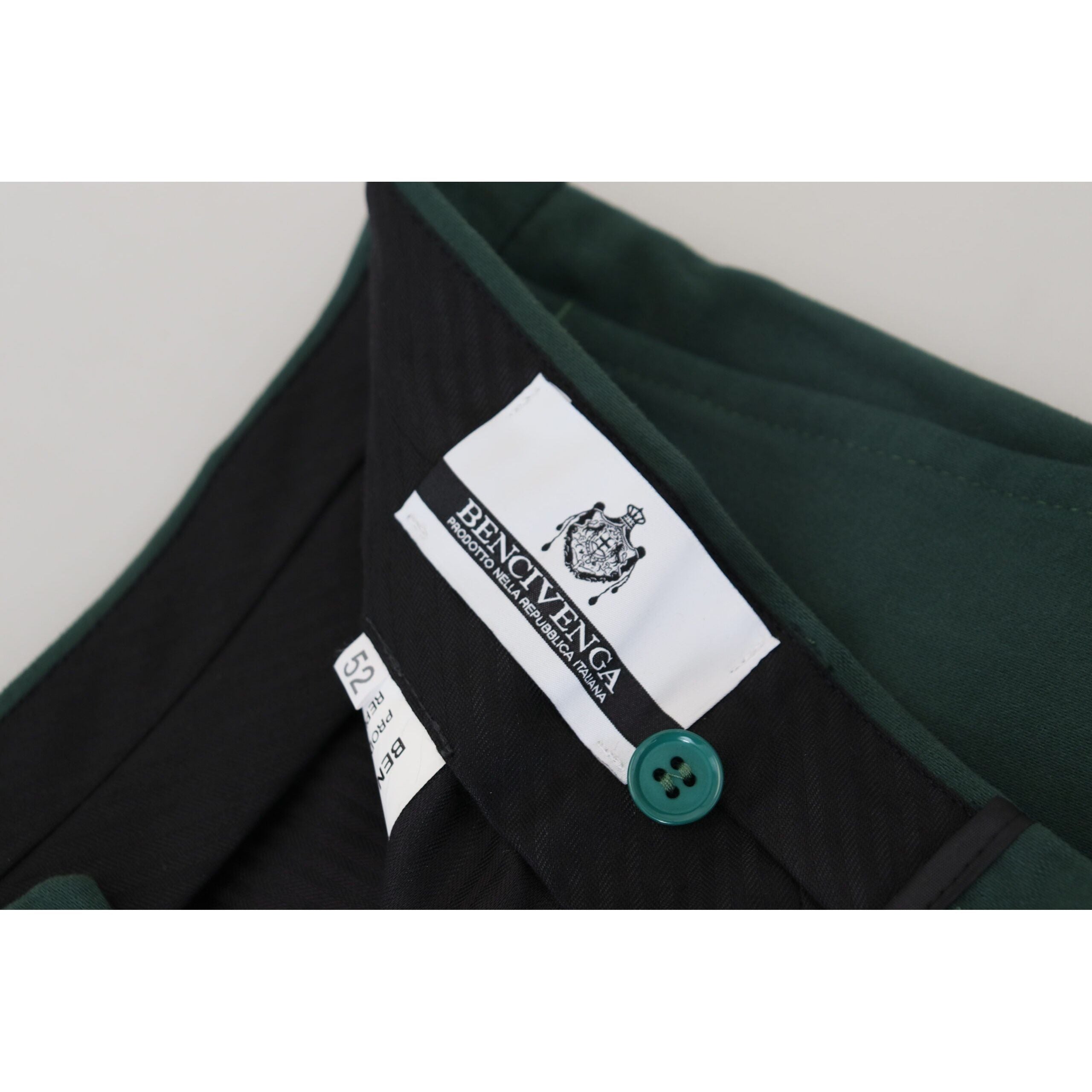 BENCIVENGA Dark Green Cotton Chino Trousers for Sophistication