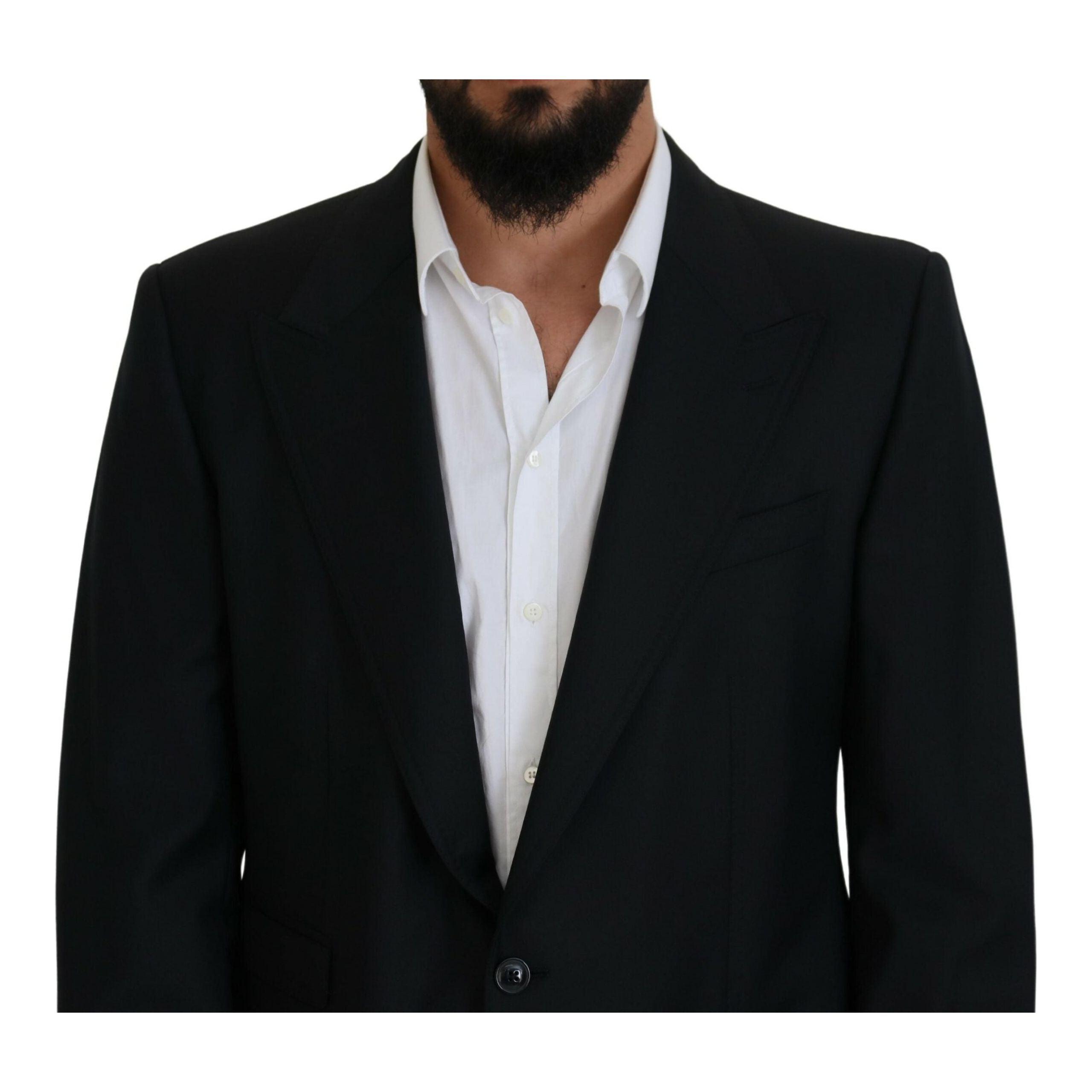 Dolce & Gabbana Dark Blue Wool Single Breasted Blazer