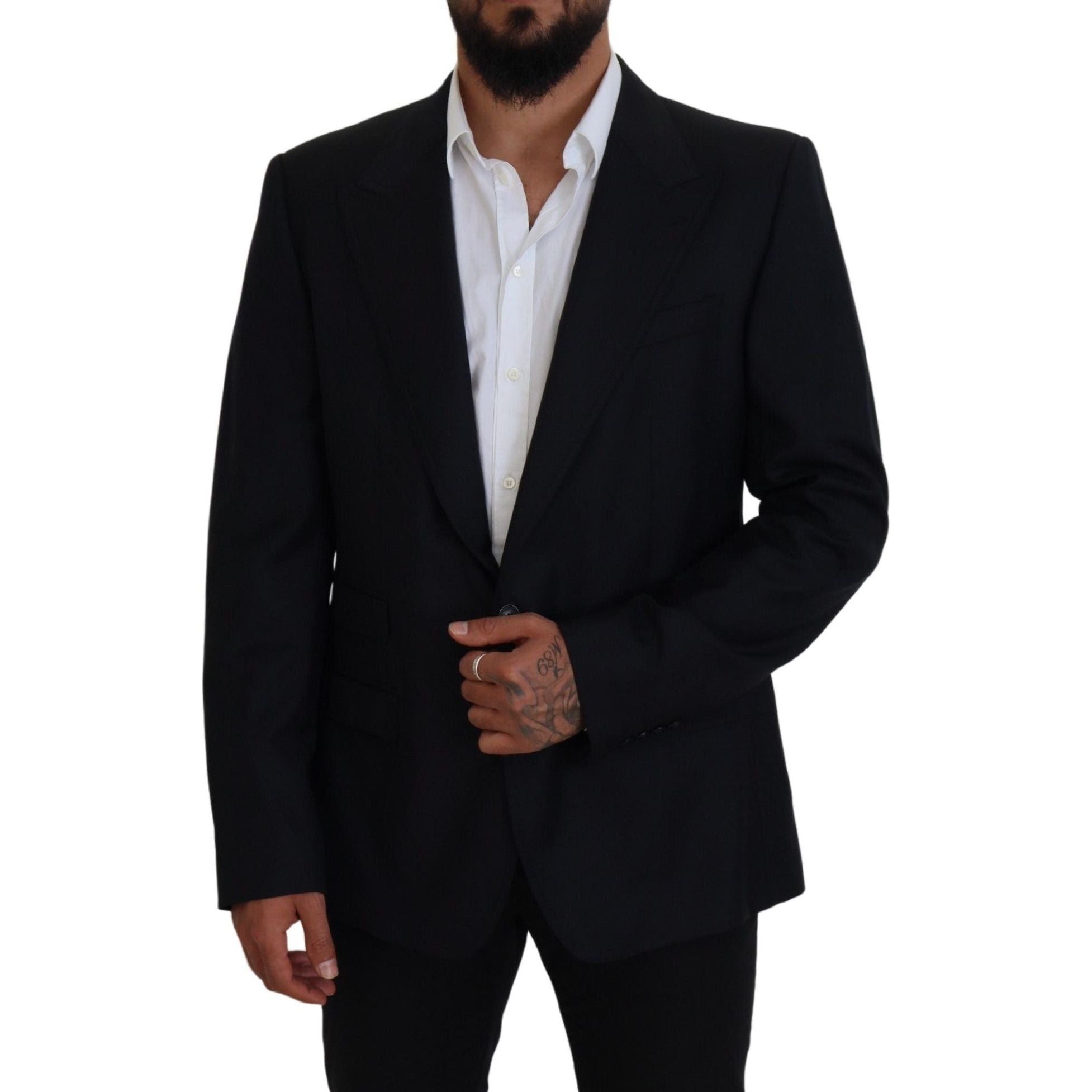 Dolce & Gabbana Dark Blue Wool Single Breasted Blazer