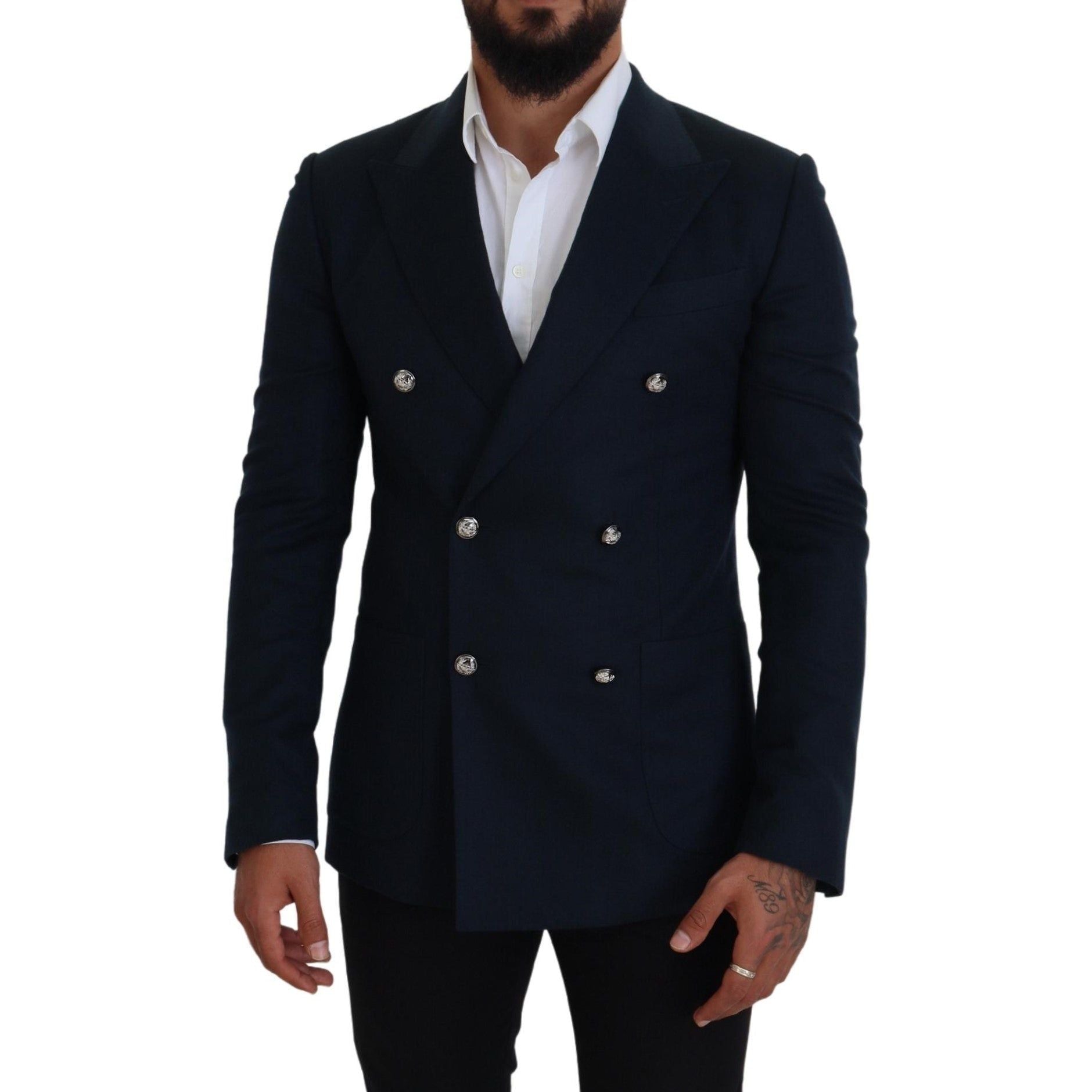 Dolce & Gabbana Blue Cashmere-Silk Blend Blazer