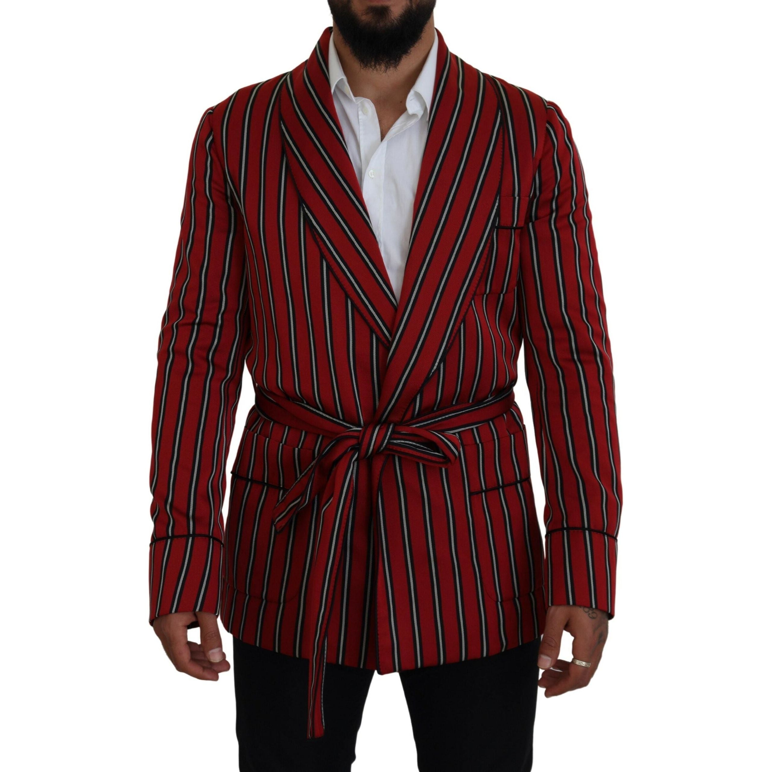 Dolce & Gabbana Red Silk Long Robe Luxury Wear