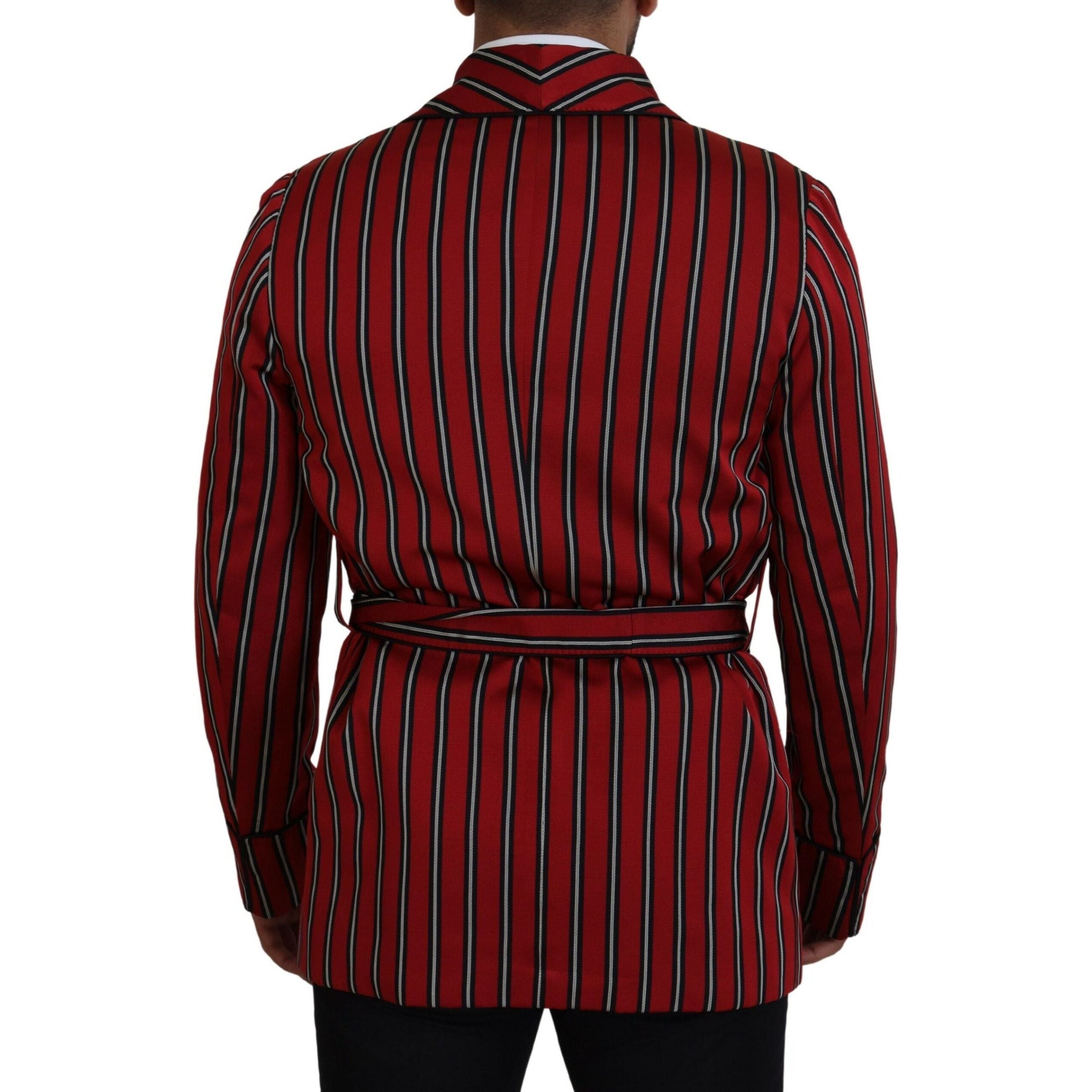 Dolce & Gabbana Red Silk Long Robe Luxury Wear