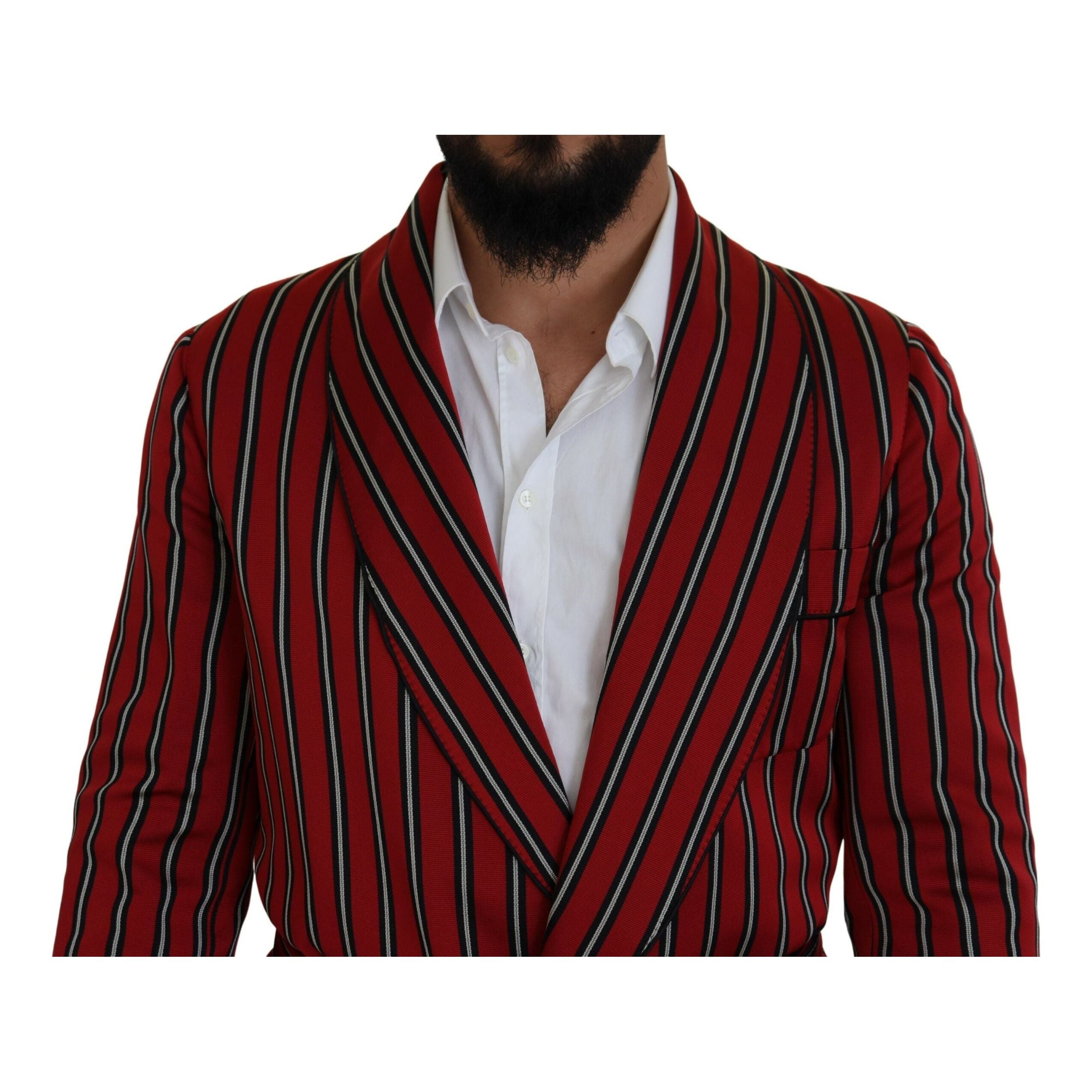Dolce & Gabbana Red Silk Long Robe Luxury Wear