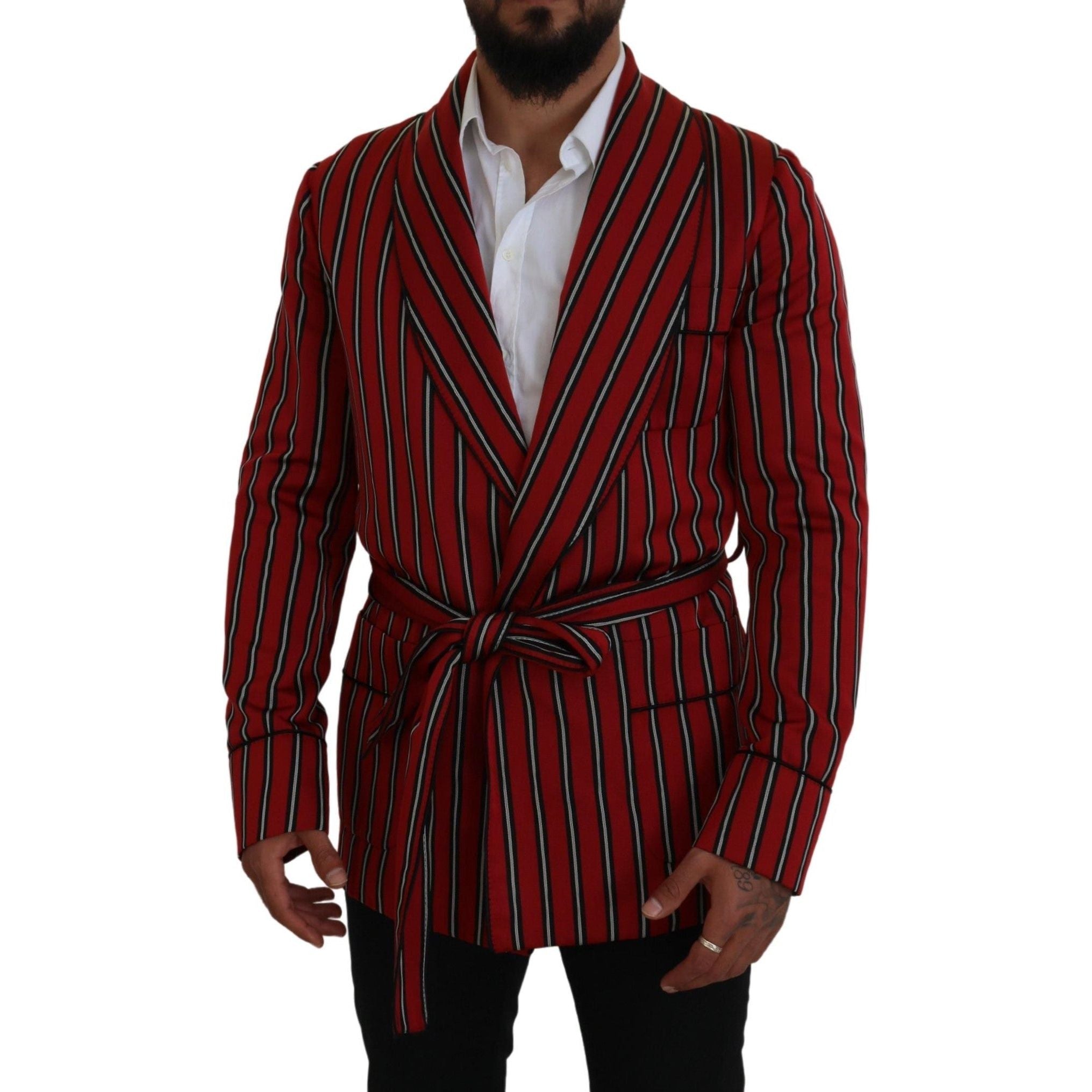 Dolce & Gabbana Red Silk Long Robe Luxury Wear