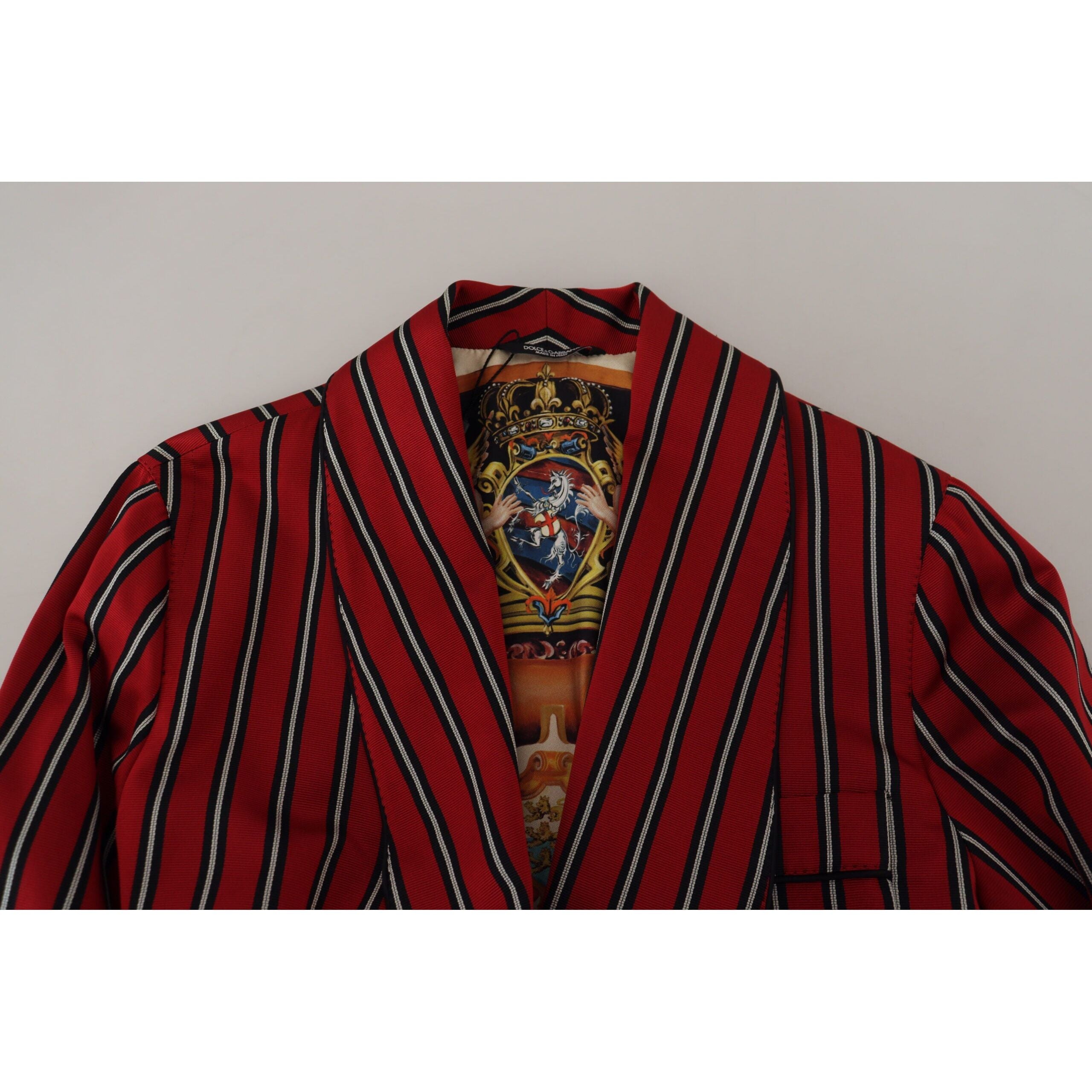 Dolce & Gabbana Red Silk Long Robe Luxury Wear