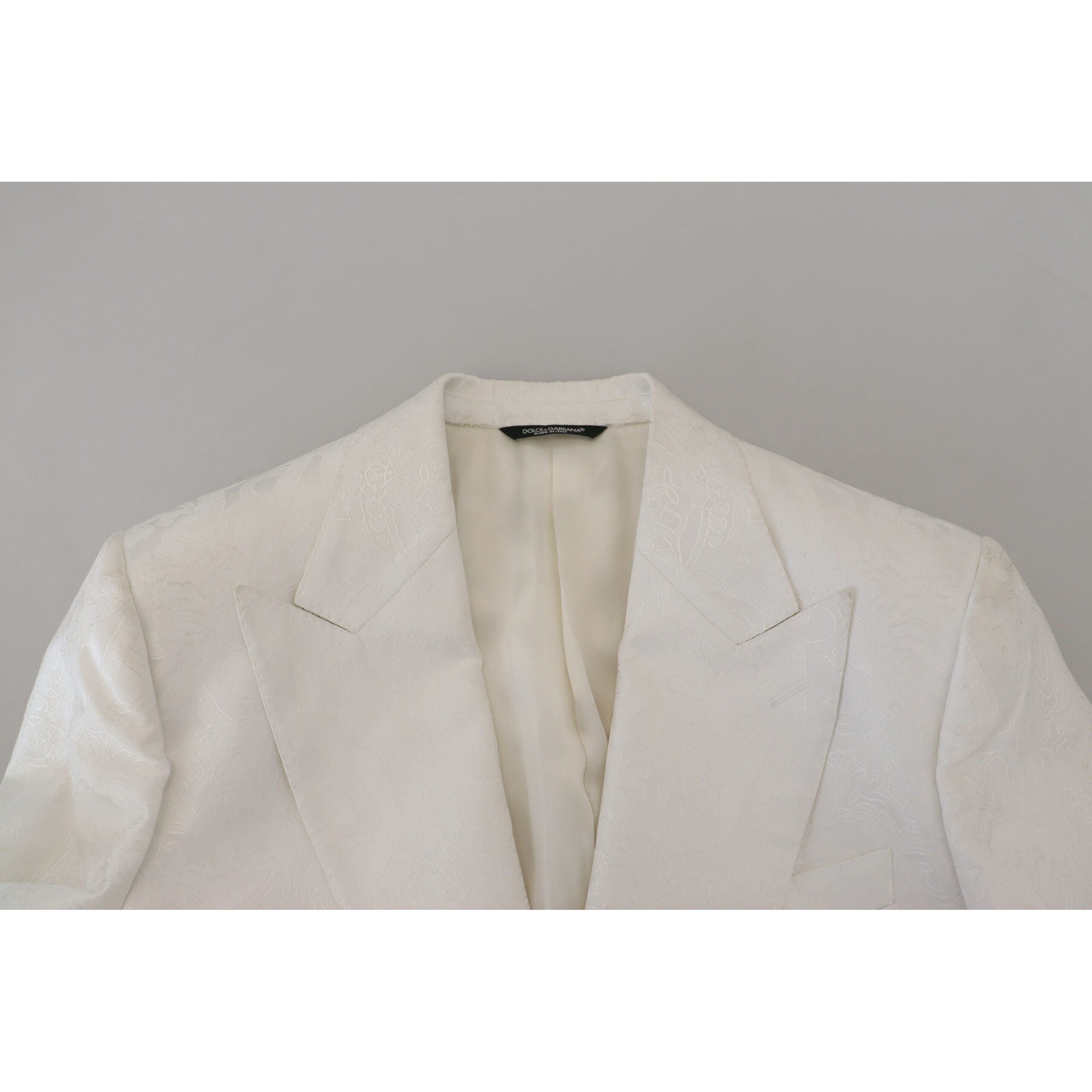 Dolce & Gabbana White Floral Brocade Trench Coat