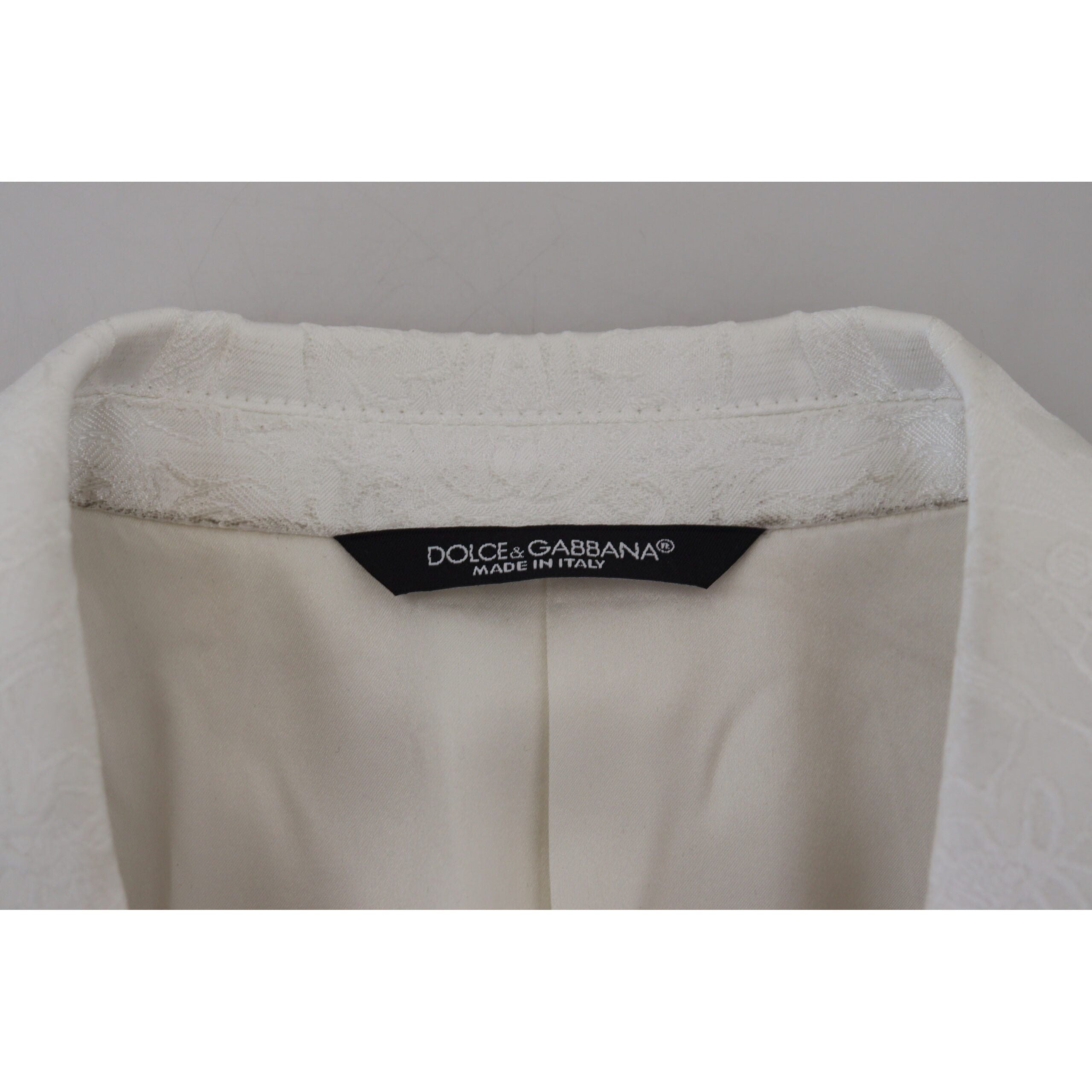 Dolce & Gabbana White Floral Brocade Trench Coat