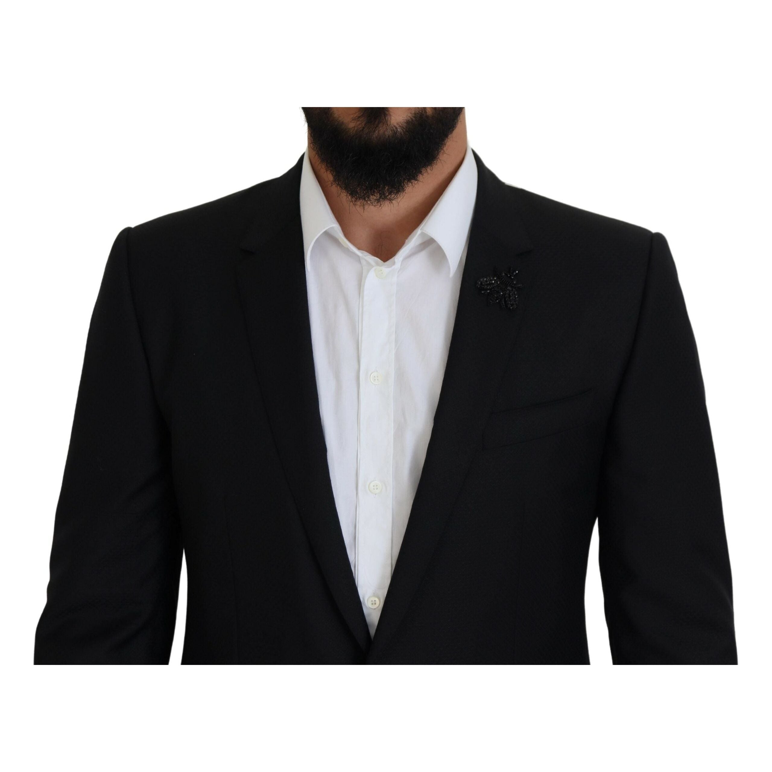 Dolce & Gabbana Black Wool Two-Piece Martini Suit