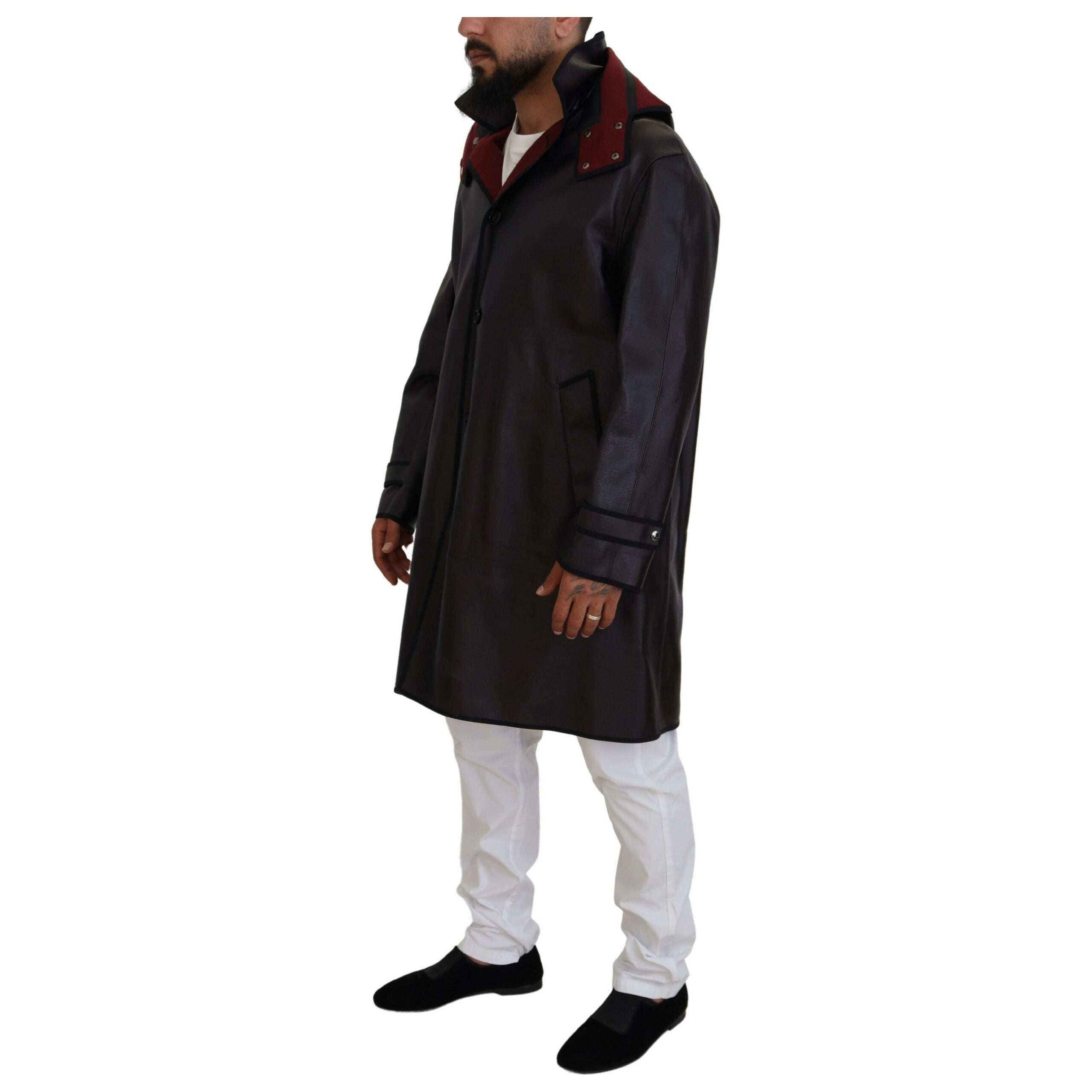 Dolce & Gabbana Black Cotton Elegant Hooded Parka Coat