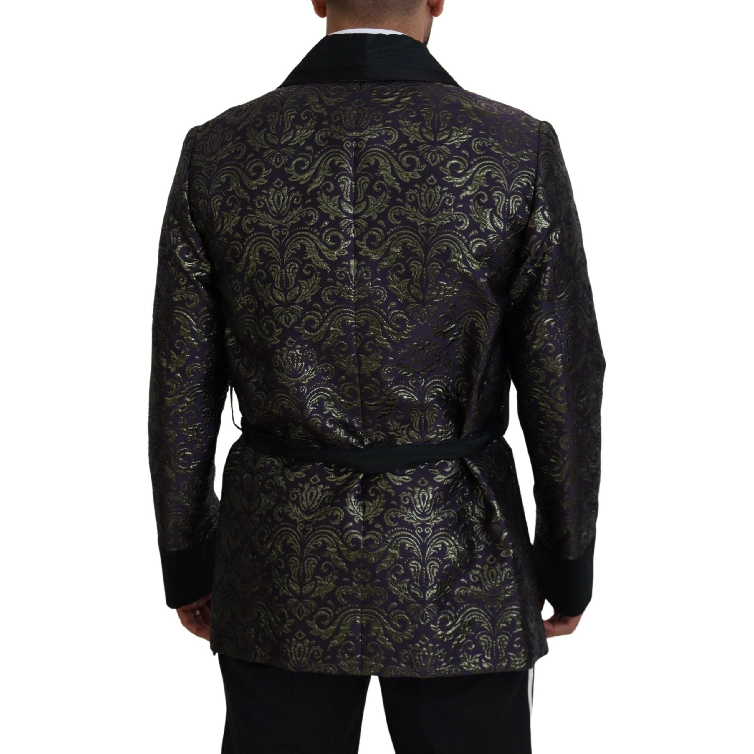 Dolce & Gabbana Gold Jacquard Robe Jacket Elegance