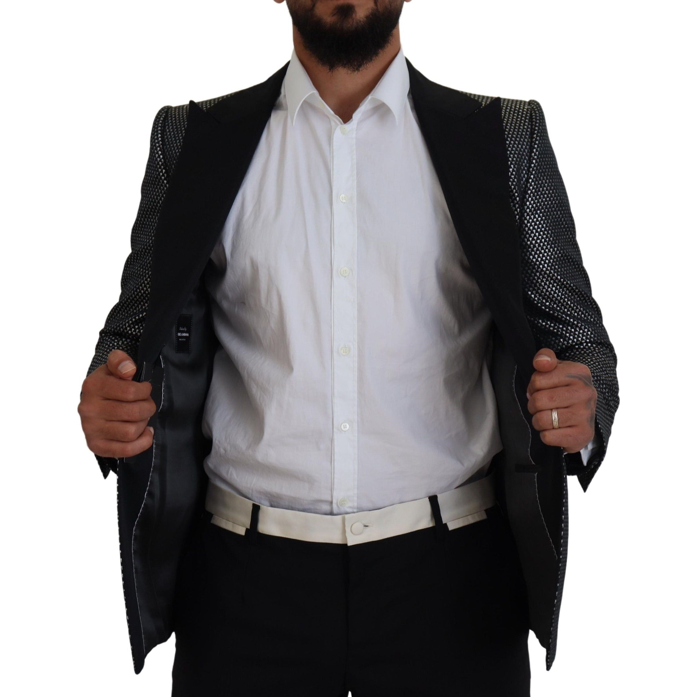 Dolce & Gabbana Black Jacquard Single Breasted Blazer
