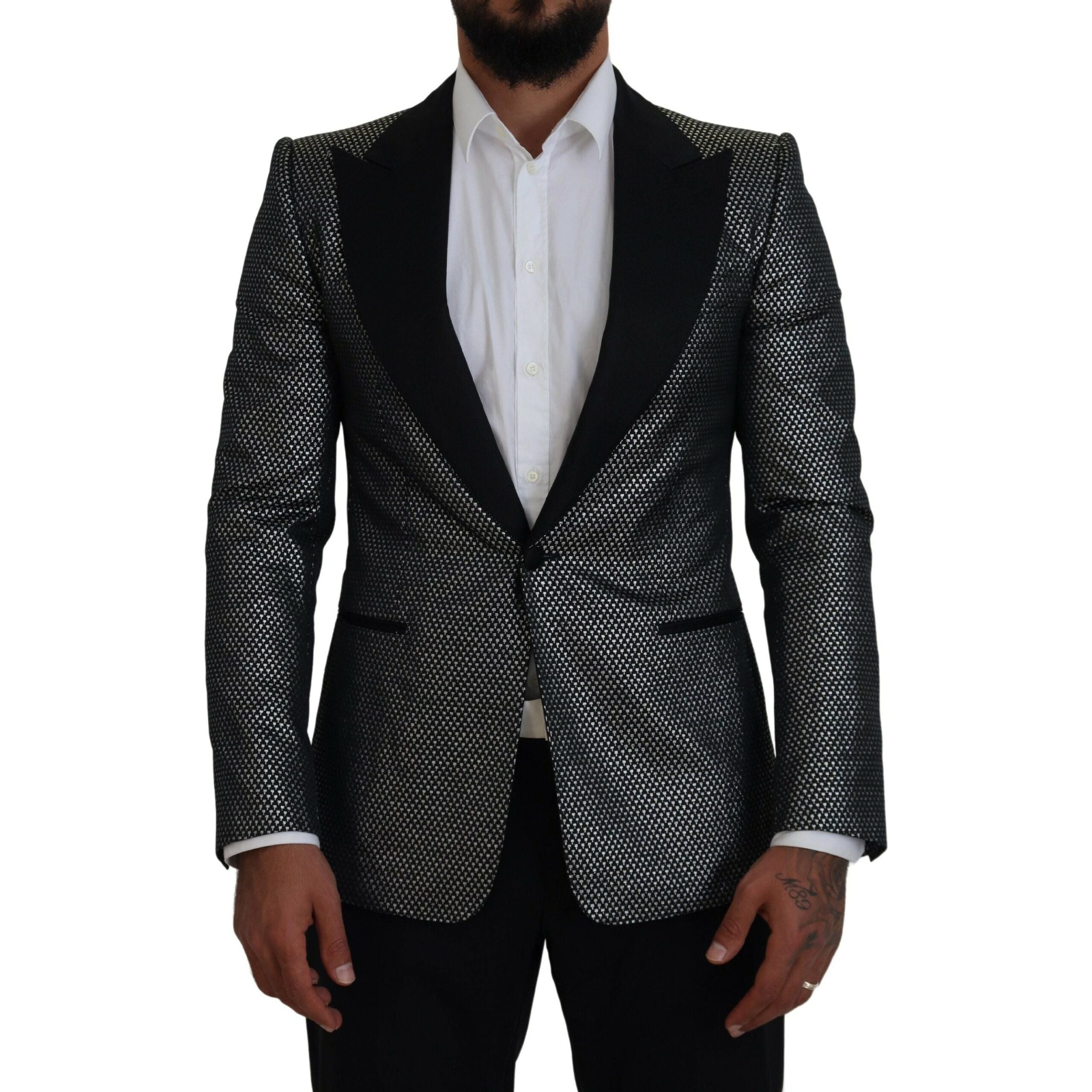 Dolce & Gabbana Black Jacquard Single Breasted Blazer
