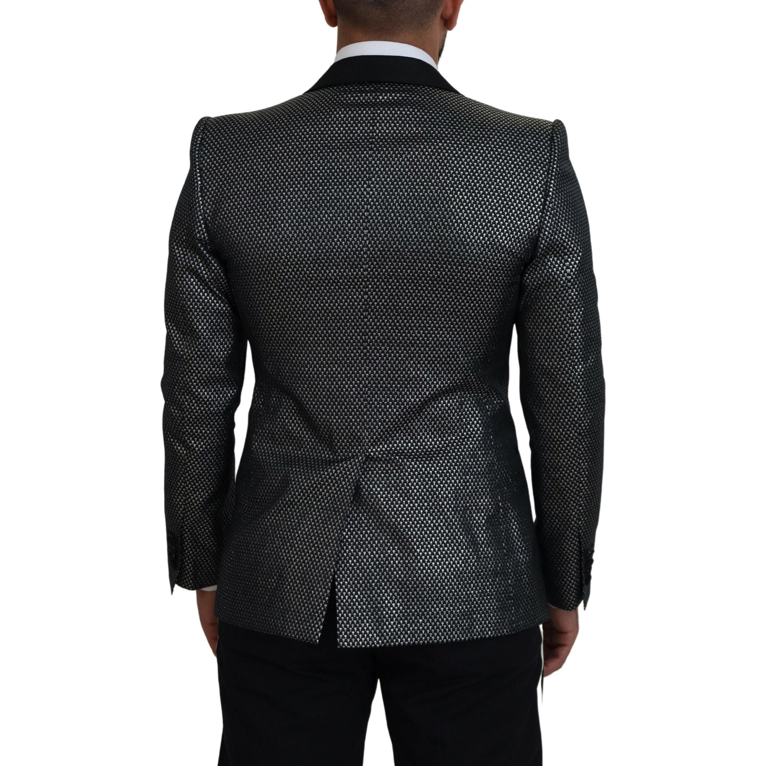 Dolce & Gabbana Black Jacquard Single Breasted Blazer
