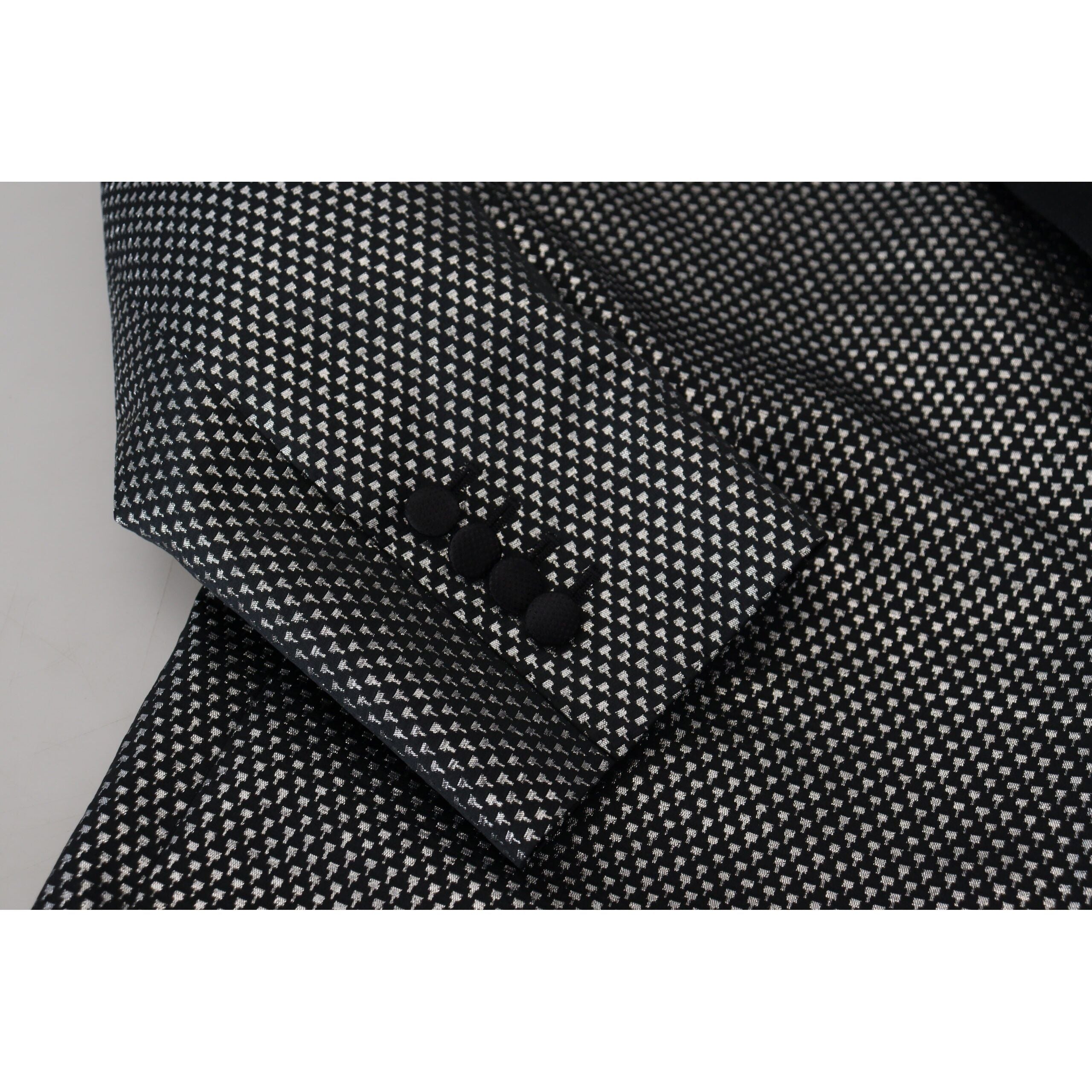 Dolce & Gabbana Black Jacquard Single Breasted Blazer