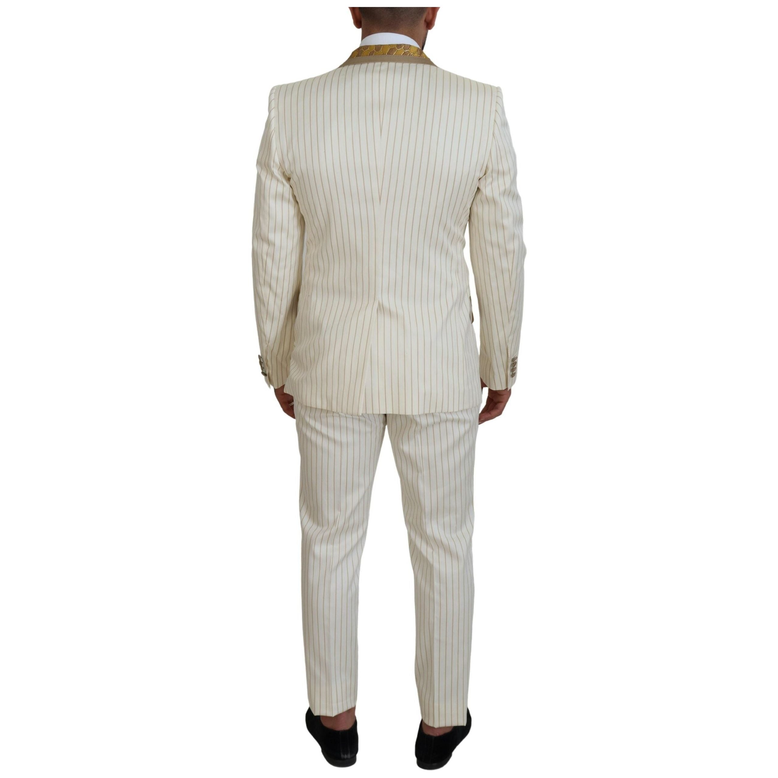 Dolce & Gabbana Off White Wool Double Breasted Suit