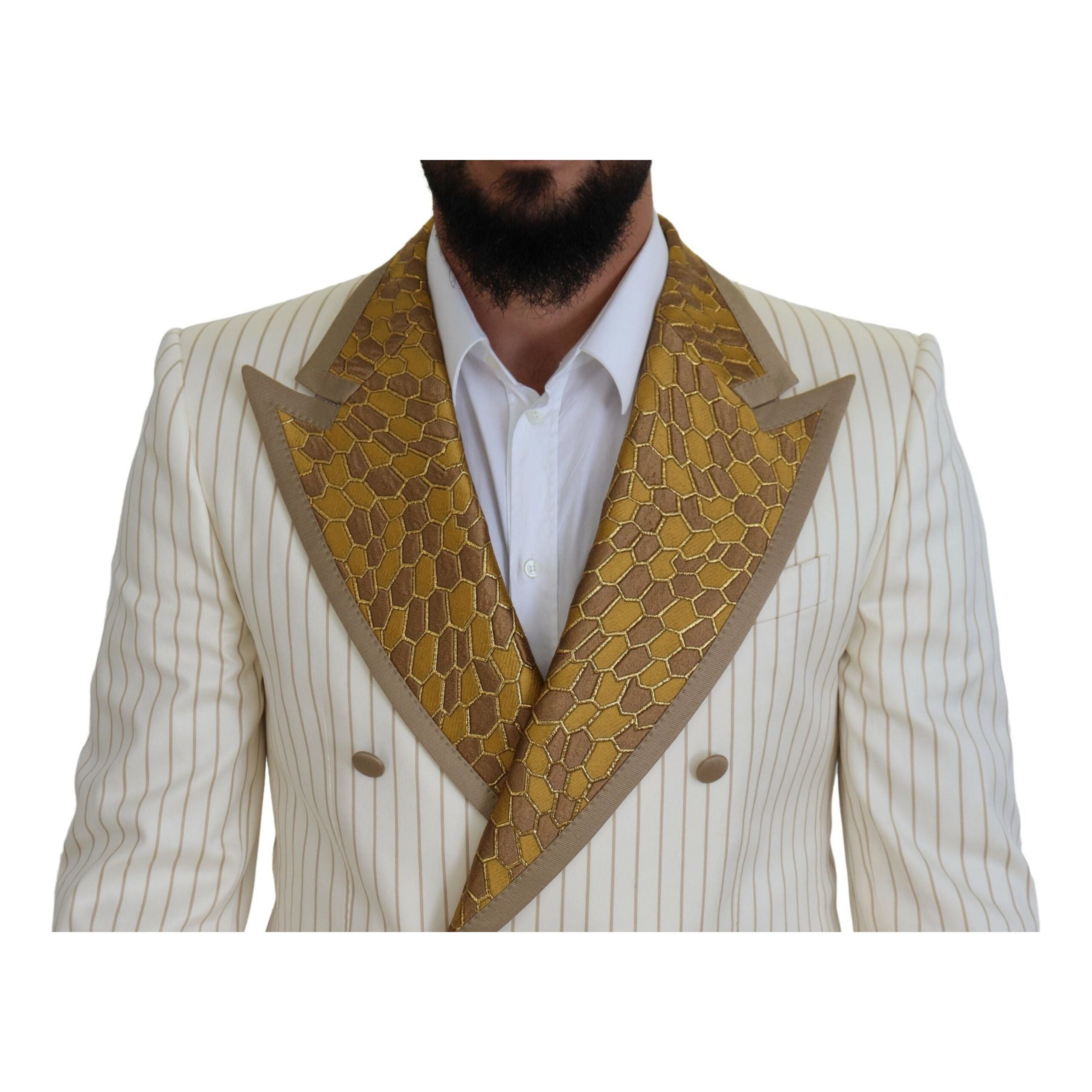 Dolce & Gabbana Off White Wool Double Breasted Suit